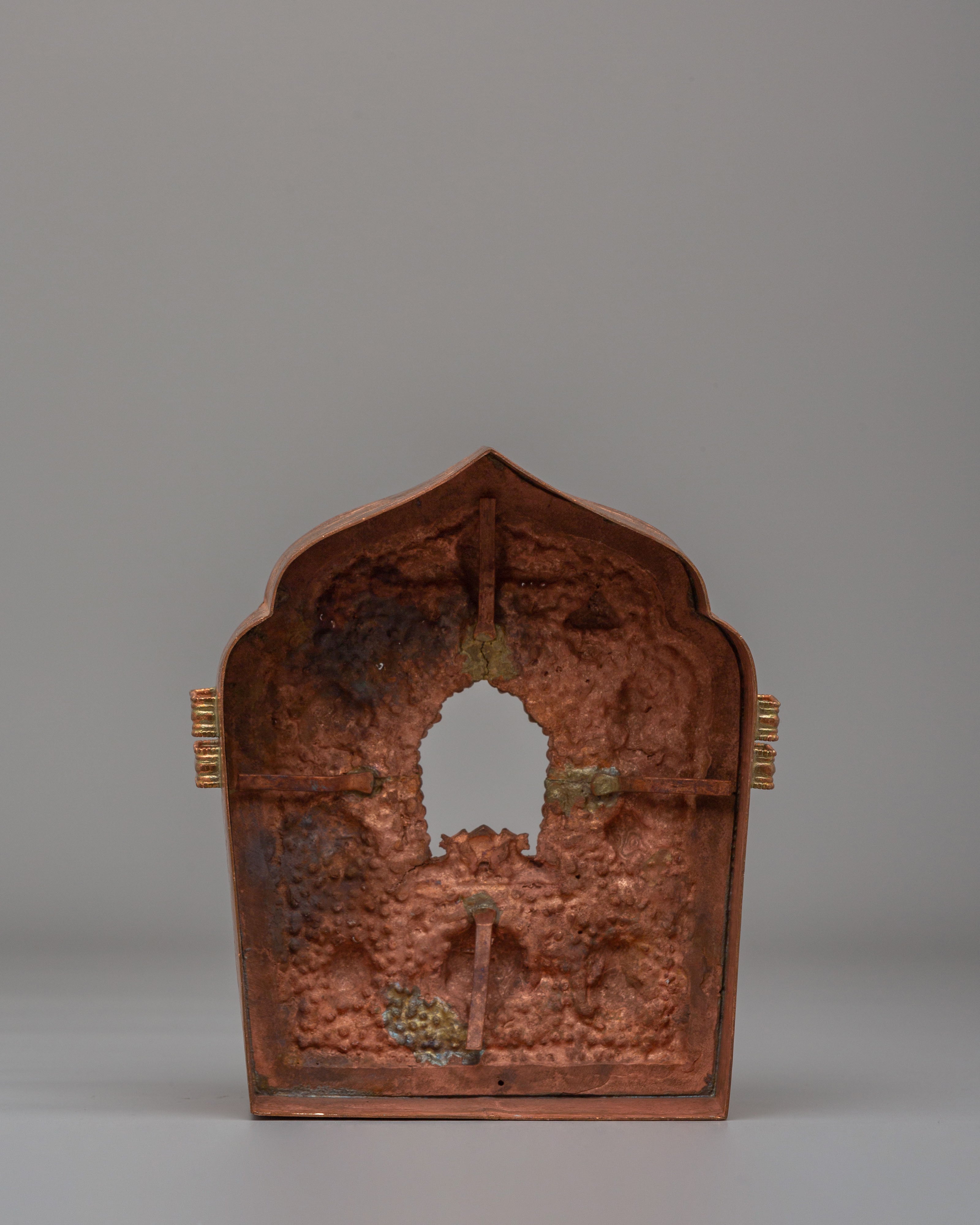 Handcrafted Himalayan Ghau Box | Copper Buddhist Ritual Shrine