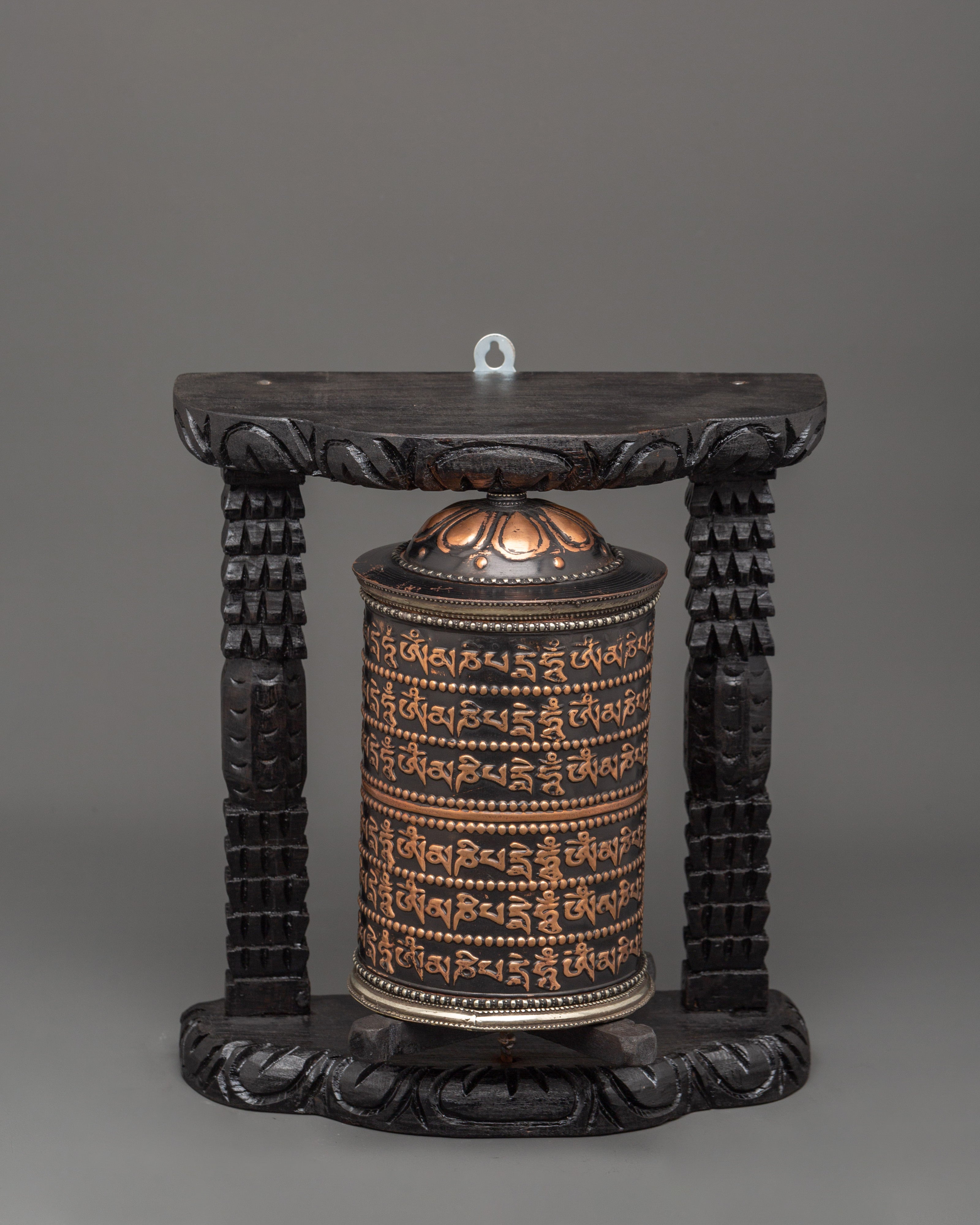 Prayer Wheel with Tibetan Mantras Carved | Meditation, Altar & Rituals Item