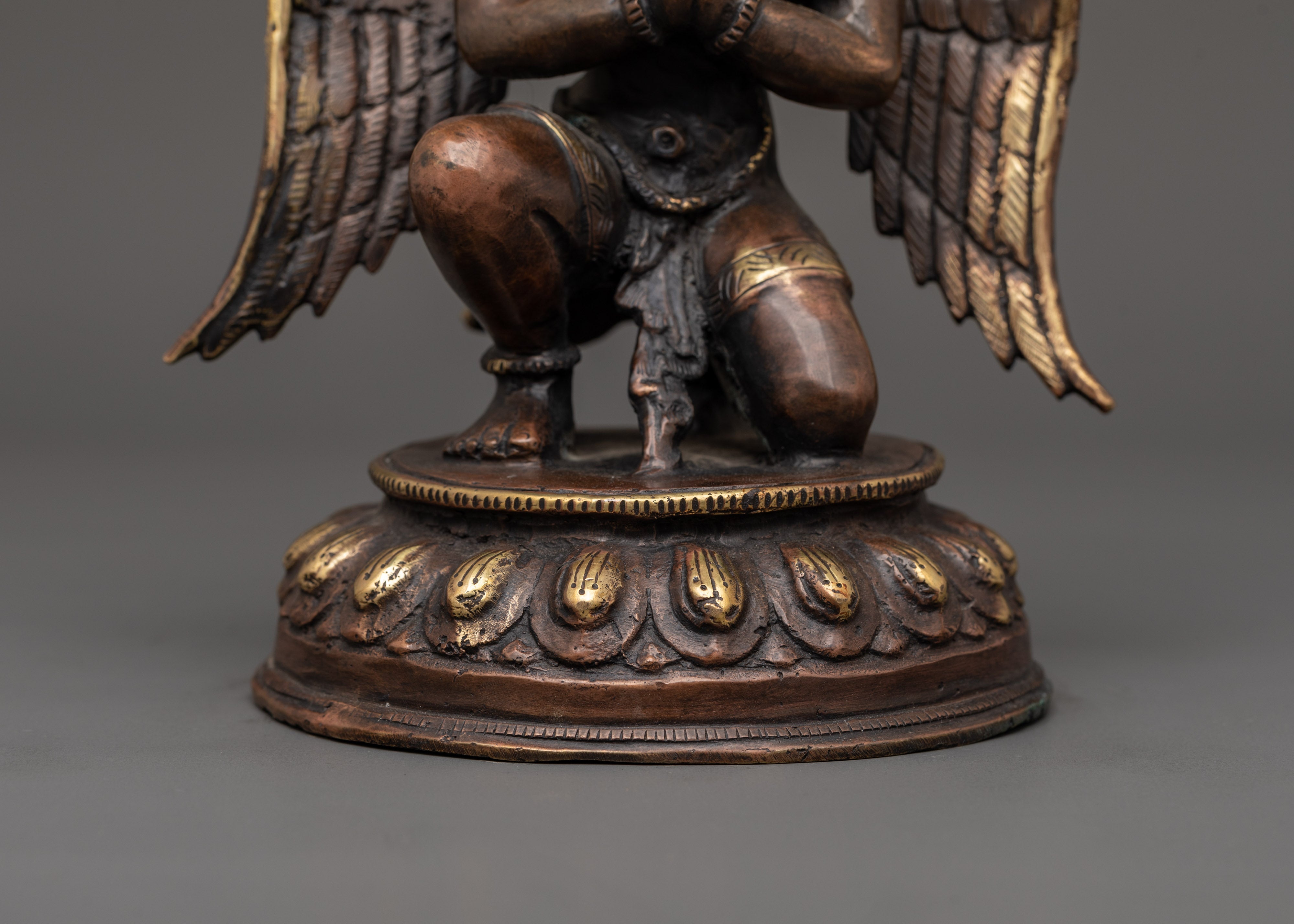 Oxidized Copper Garuda Bird Deity Statue