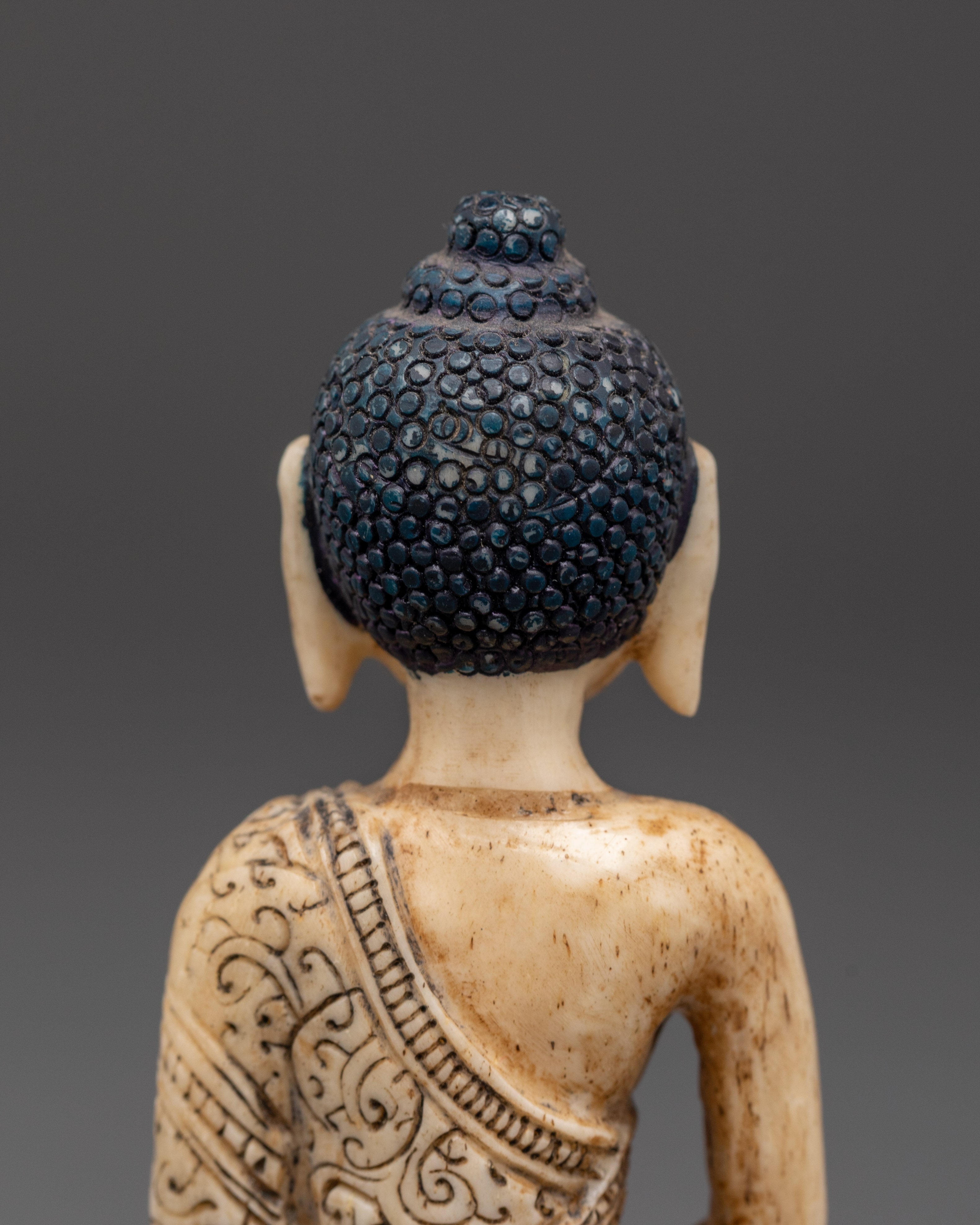 Sacred Ethically Sourced Yak Bone Amitabha Buddha Sculpture | Meditation Gift