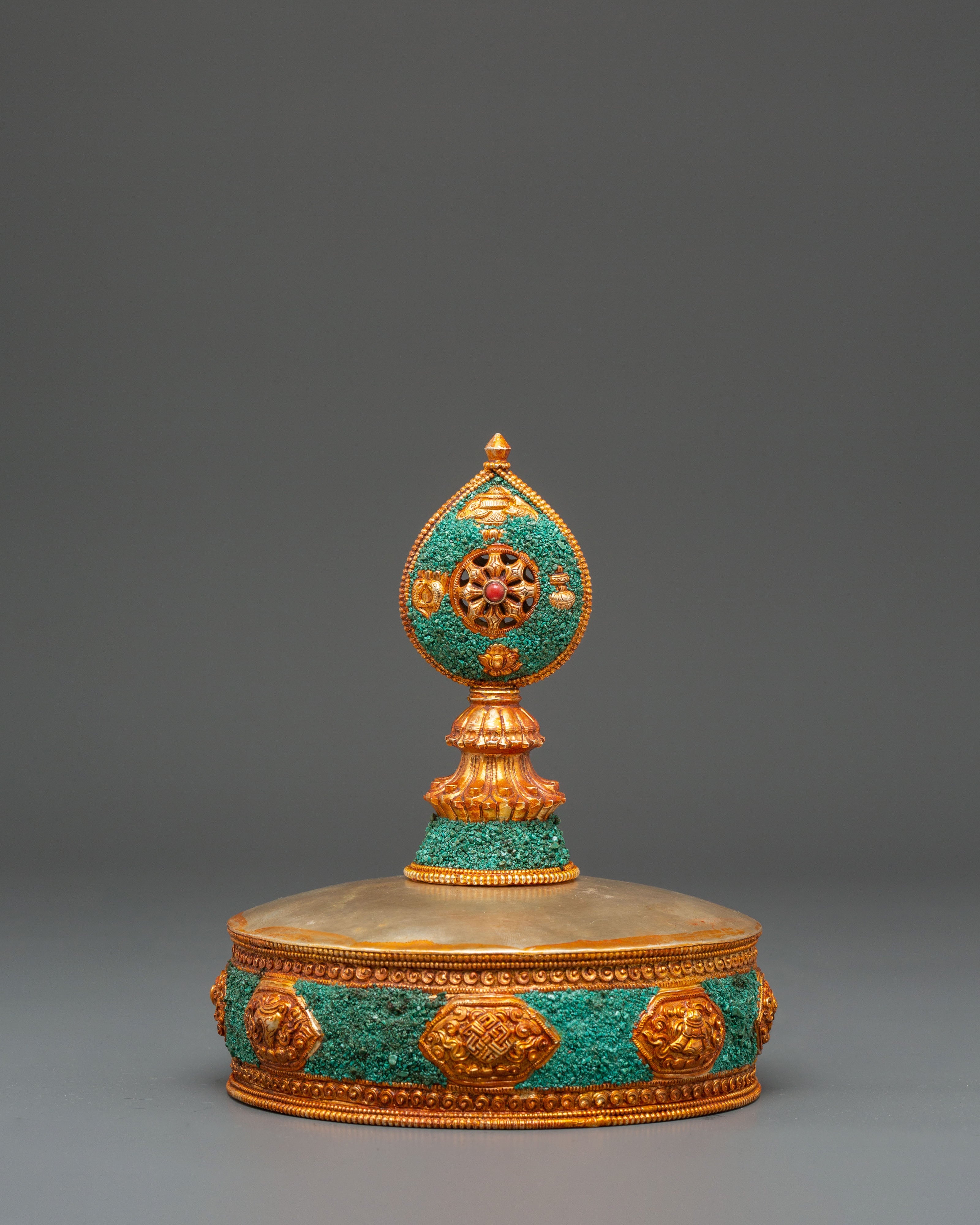 Sacred Traditional Gold Plated Mandala | Tibetan Buddhist Sacred Art Sculpture