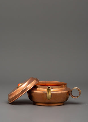 Tibetan Water Offering Set | Copper Plate & Pot for Rituals