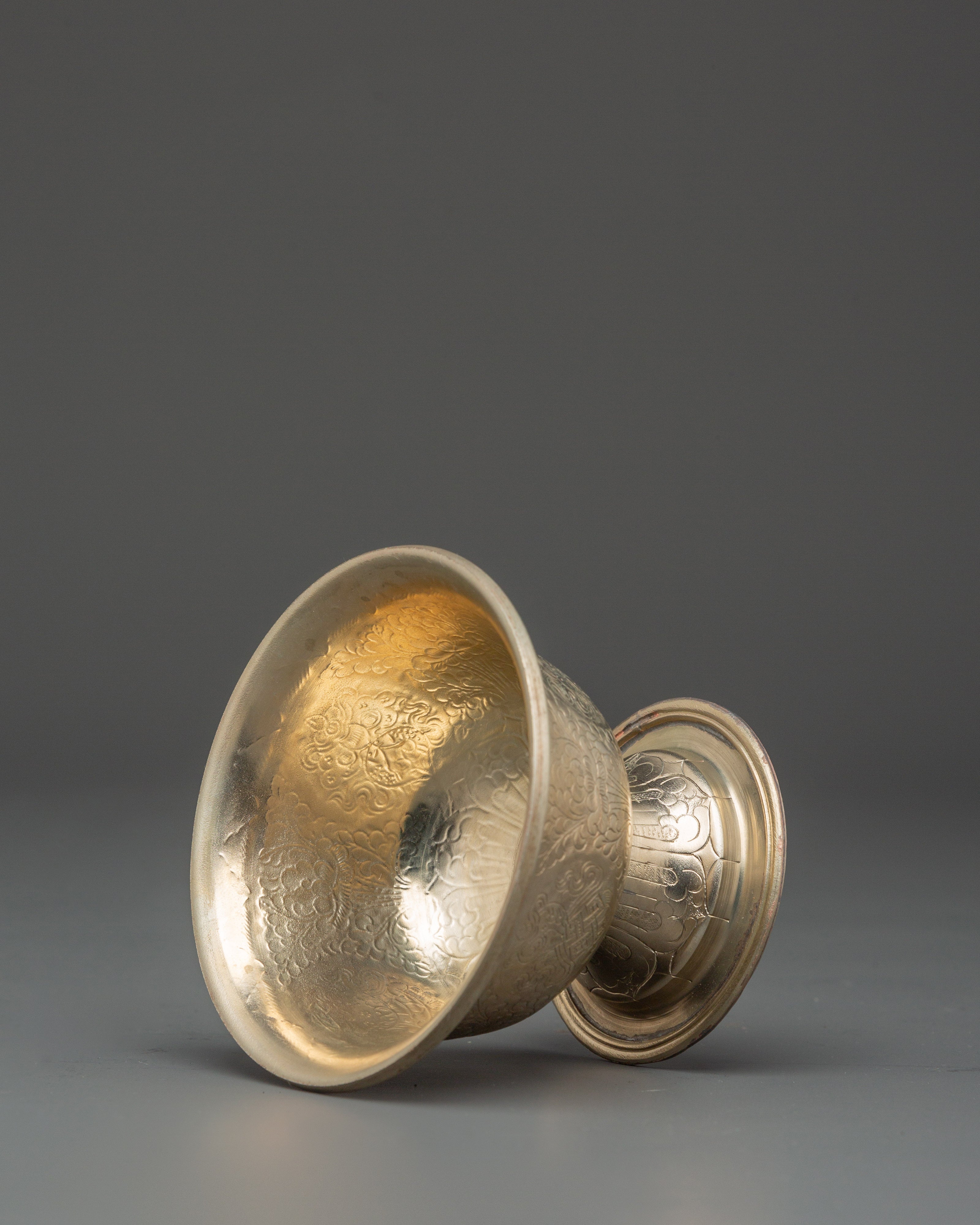 Buddhist Offering Altar Set | Handcrafted White Metal Ritual Bowls