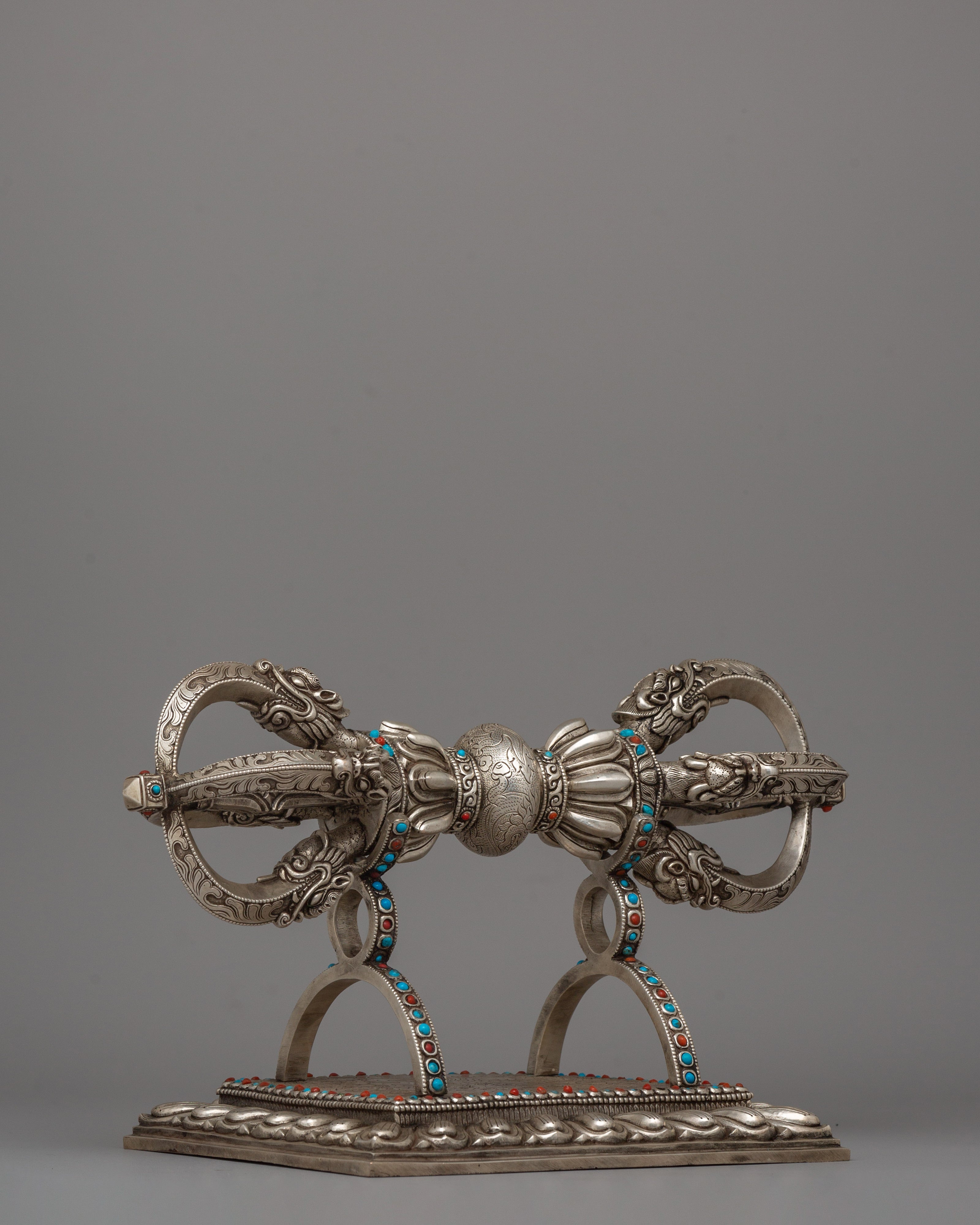 Copper Vajra with Stand | Intricate Buddhist Symbolism