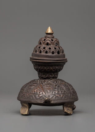 Tortoise Incense Burner with Antique Finishing | Handcrafted Tibetan Incense Burner