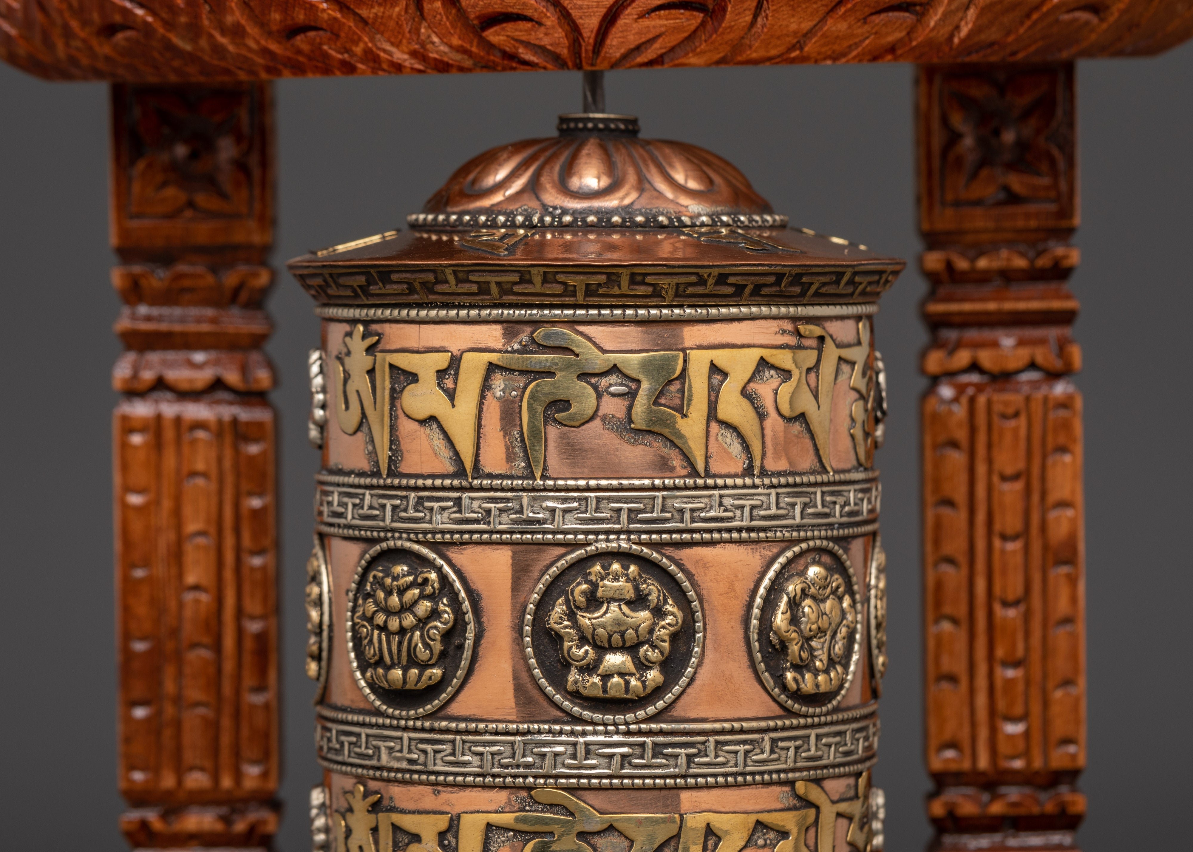 Handcarved Tibetan Prayer Wheel | Wooden Buddhist Meditation Tool