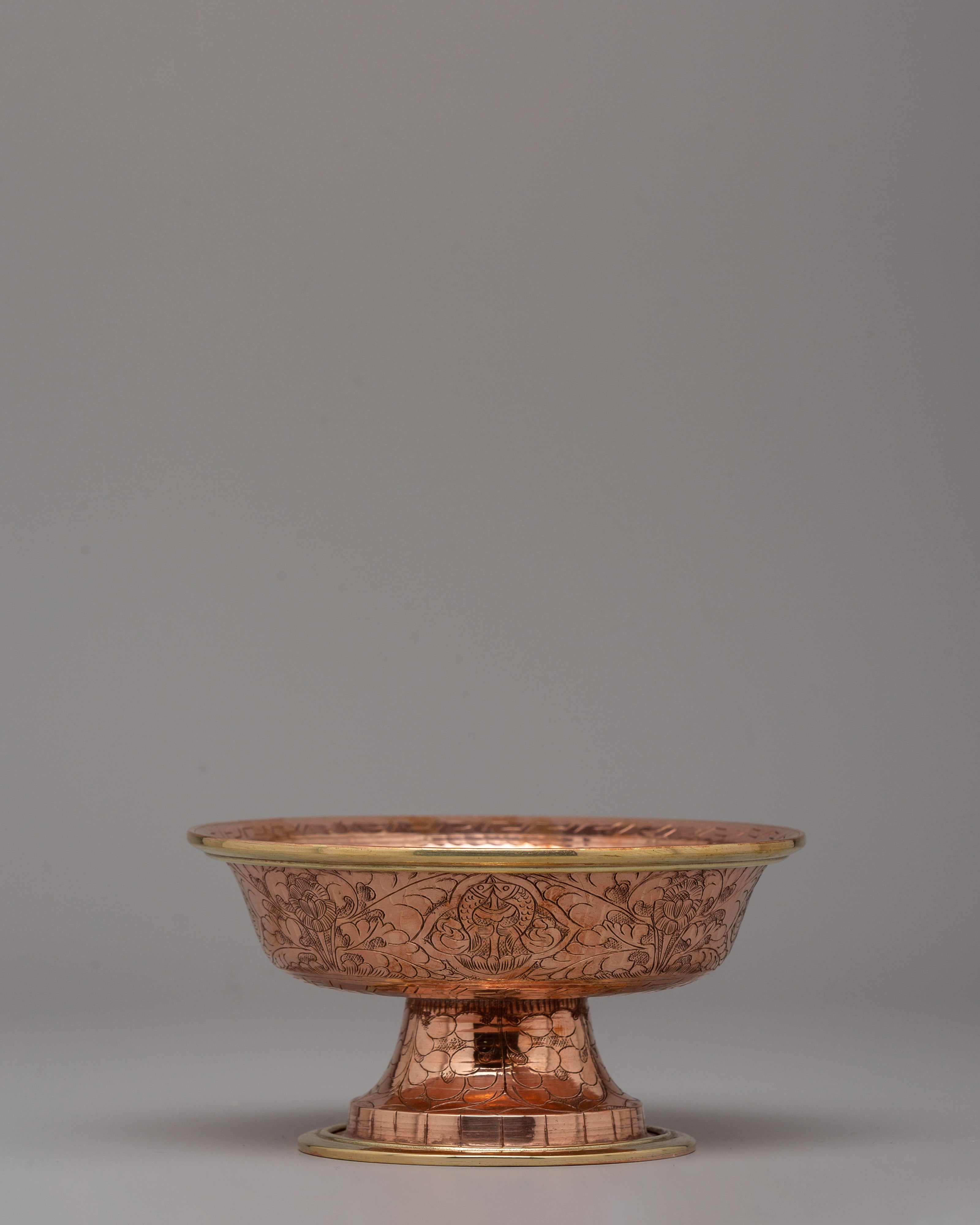 Handcrafted Copper and Brass Serkyem Offering | Tibetan Ritual Item