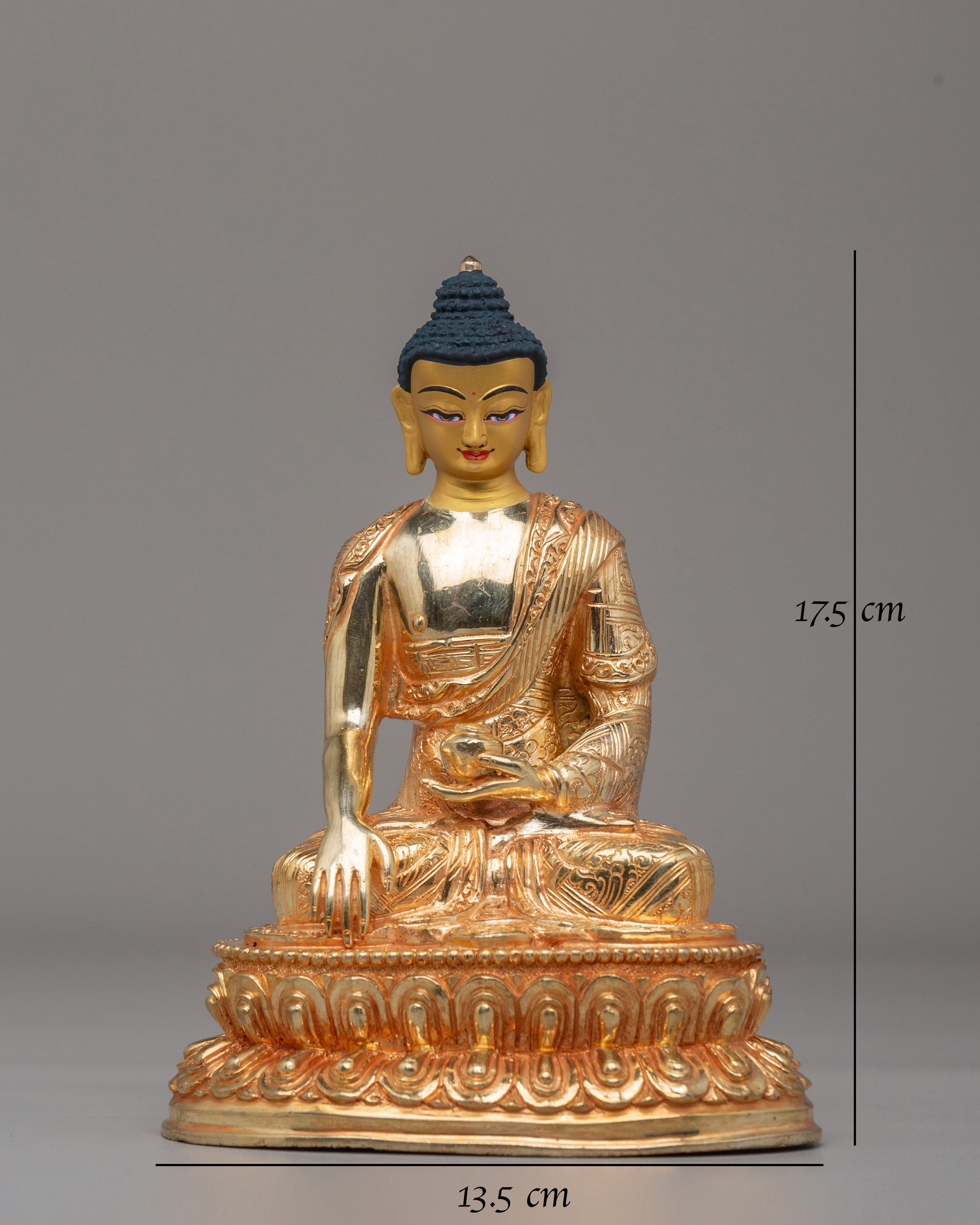 Sage Shakyamuni Buddha Figurine | 24K Gold Plated Buddhist Sculpture