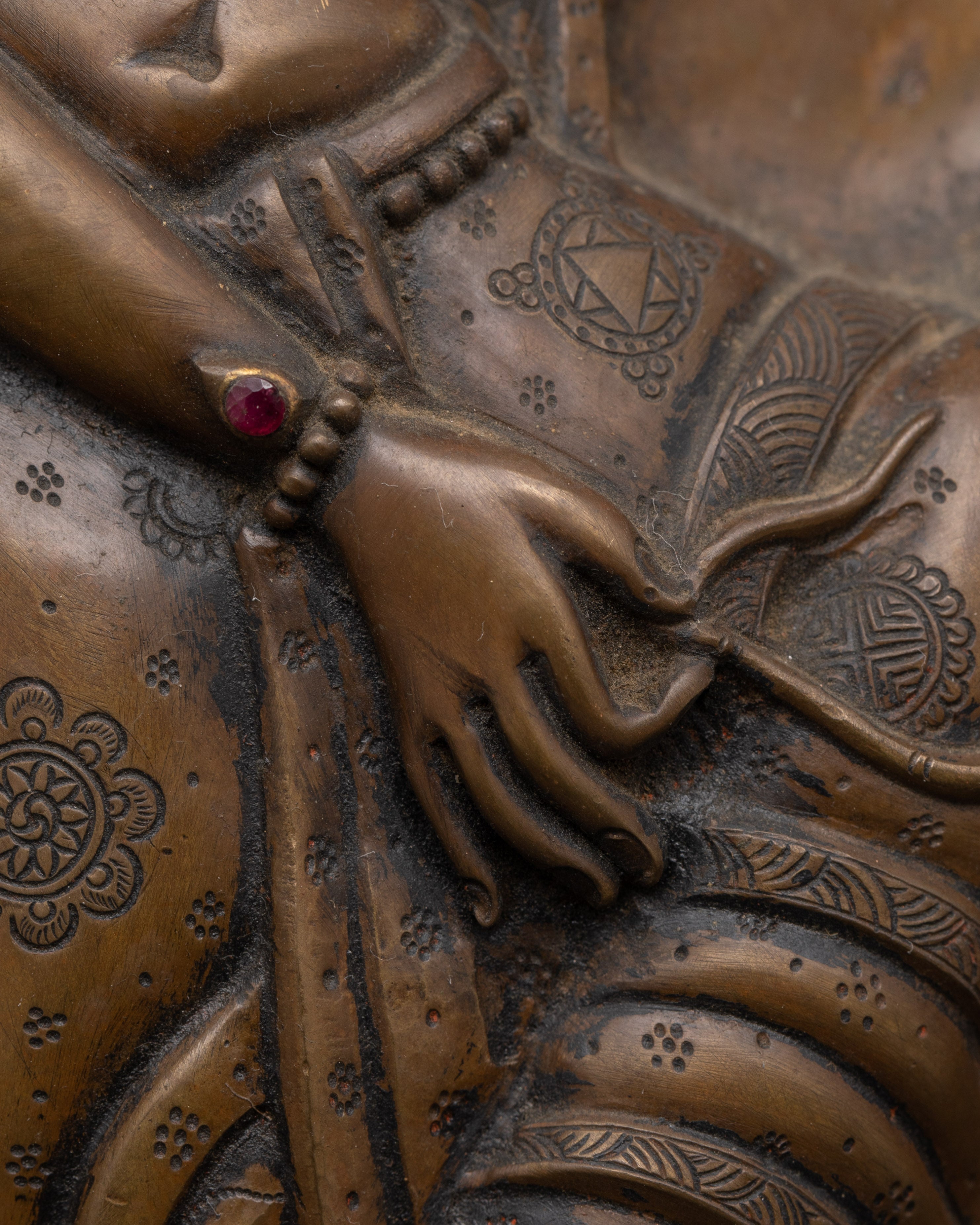 Dancing Deity Brass Wall Hanging | Sacred Art with Carved Frame