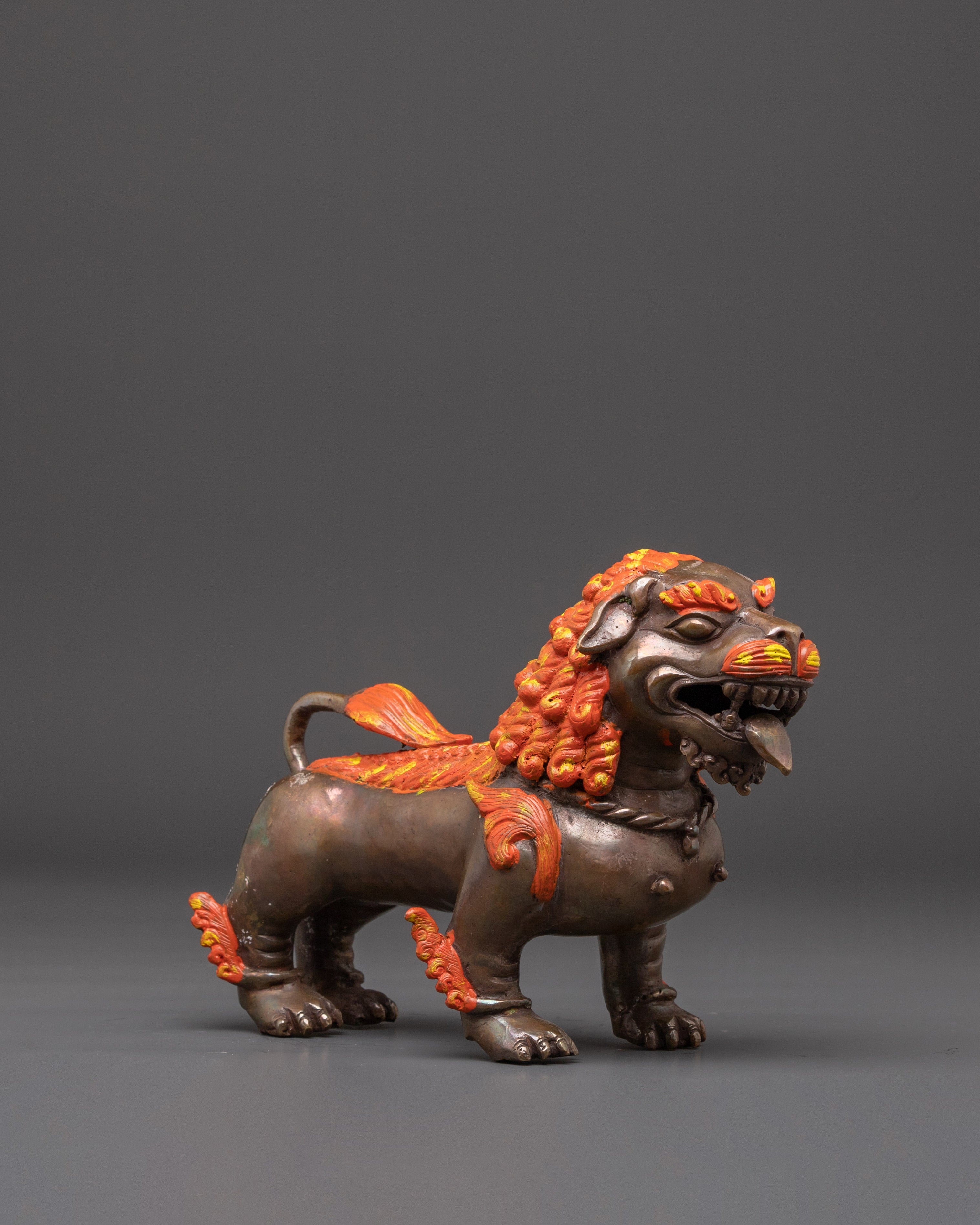 Sacred Oxidized Copper Lion Set | Symbol of Strength and Courage