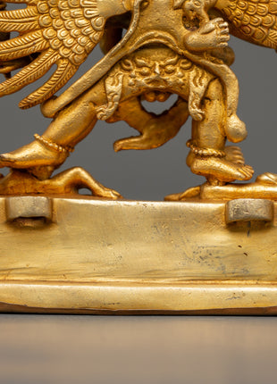 Gold Plated Hayagriva Statue | Copper Tantric Guardian for Protection