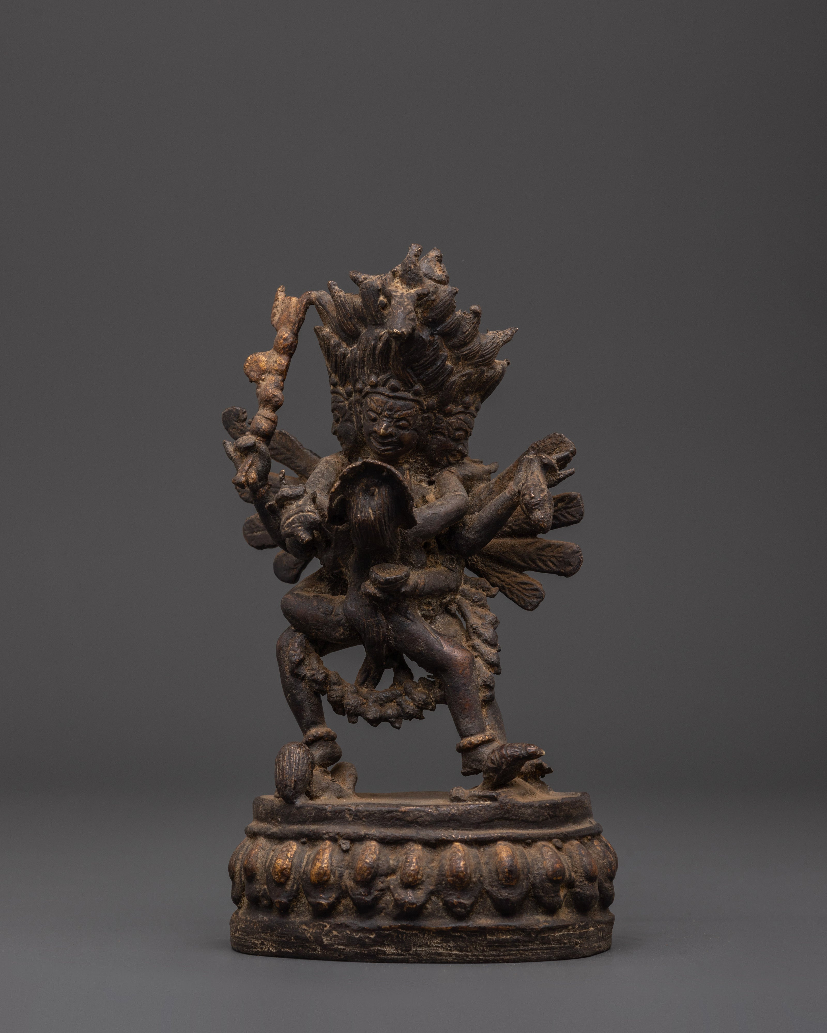 Handmade Hayagriva Yab-Yum Sculpture | Oxidized Copper Buddhist Statue