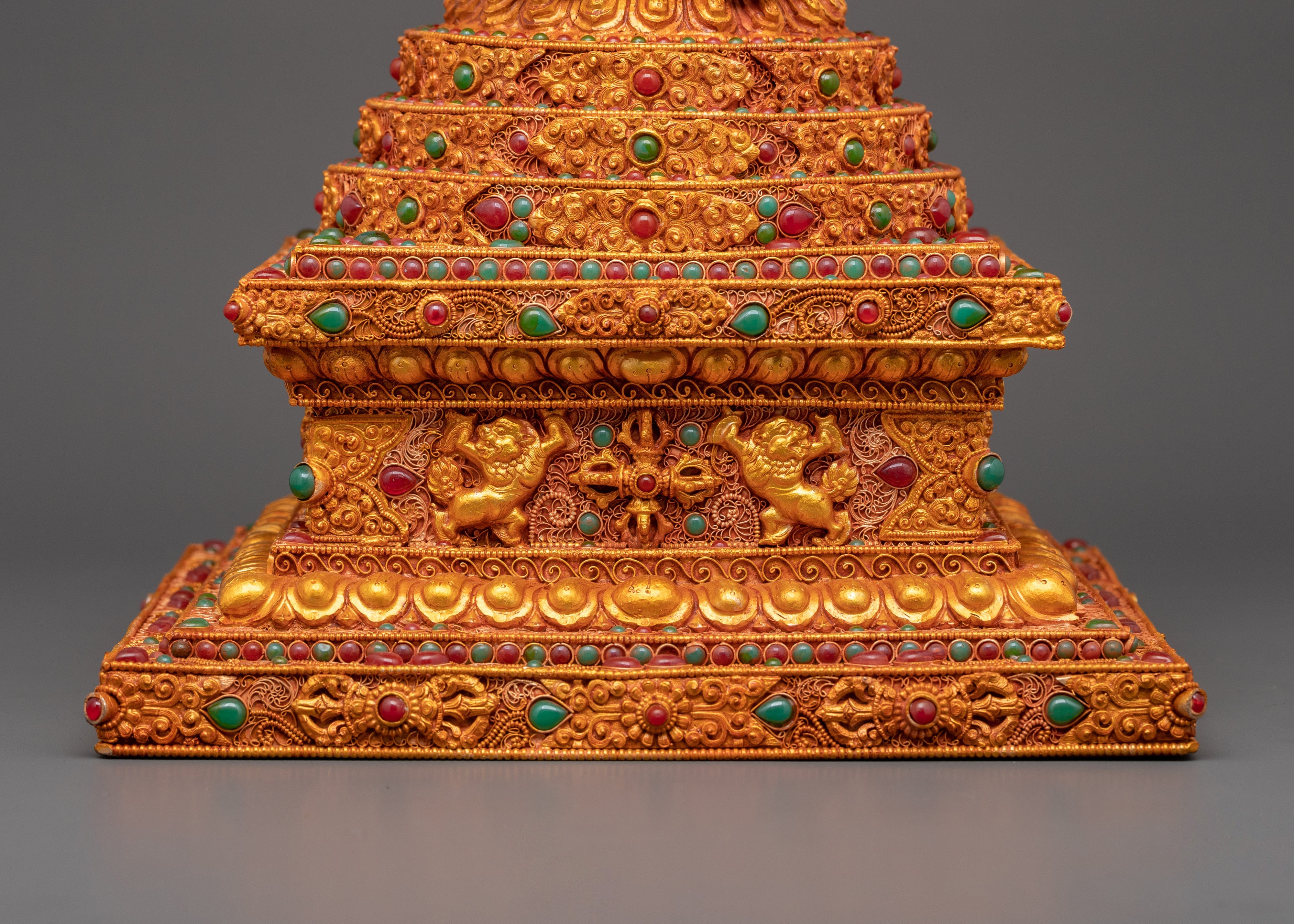 Tibetan Stupa with coral | Spiritual Home Decor