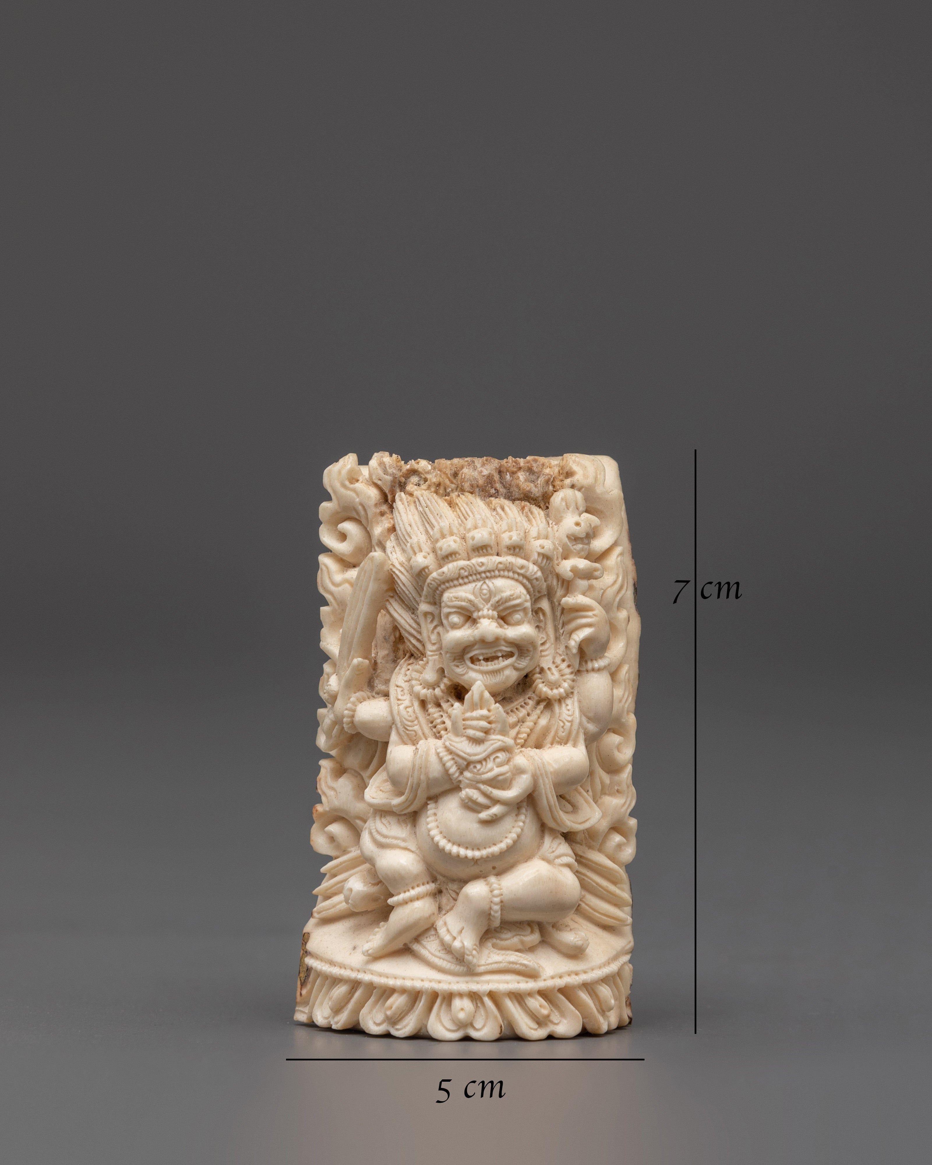 Handcarved Tantric Mahakala Bone Sculpture | Buddhist Protector Deity