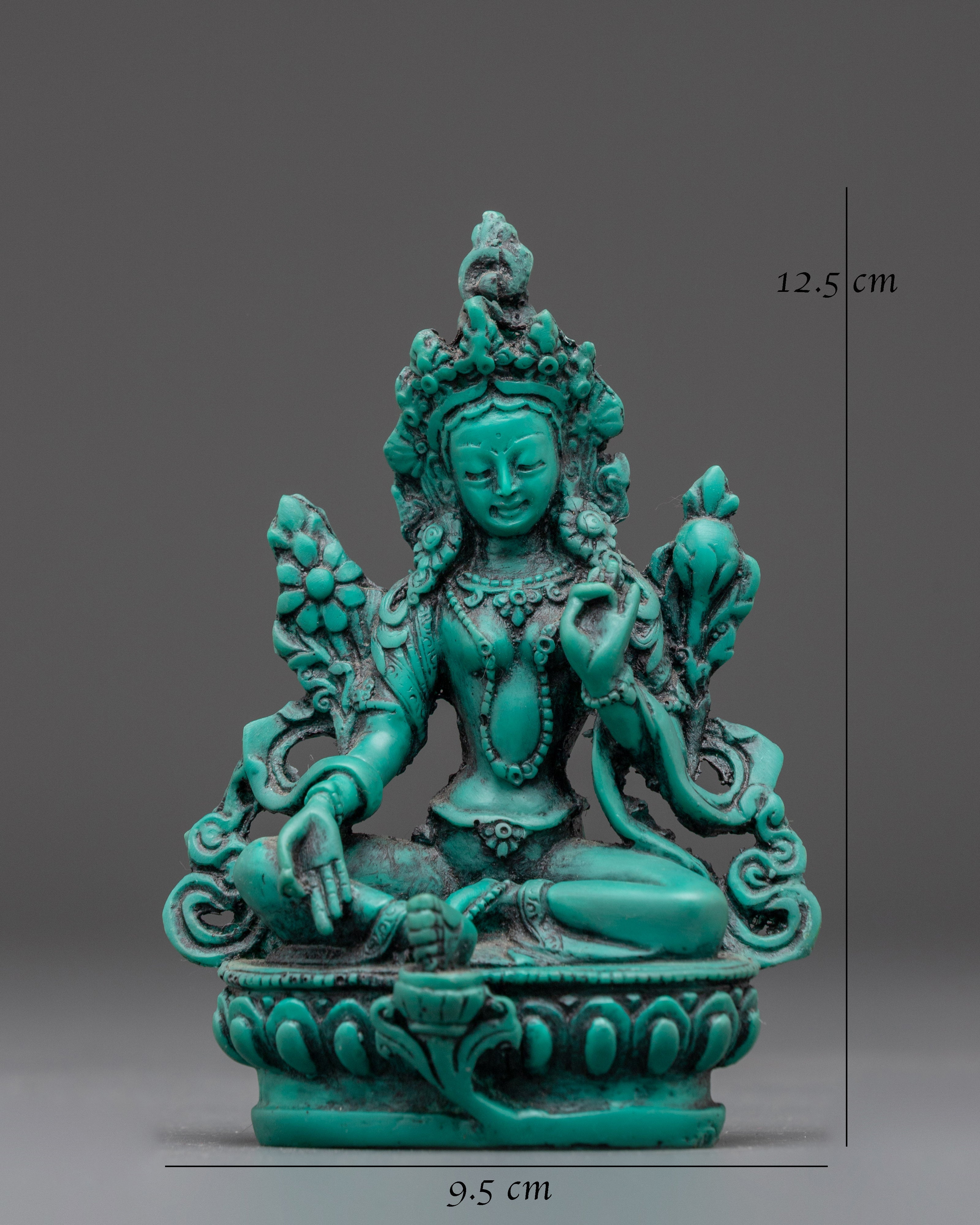 Tibetan Buddhist Goddess Green Tara | Handcrafted Turquoise Art with Spiritual Energy