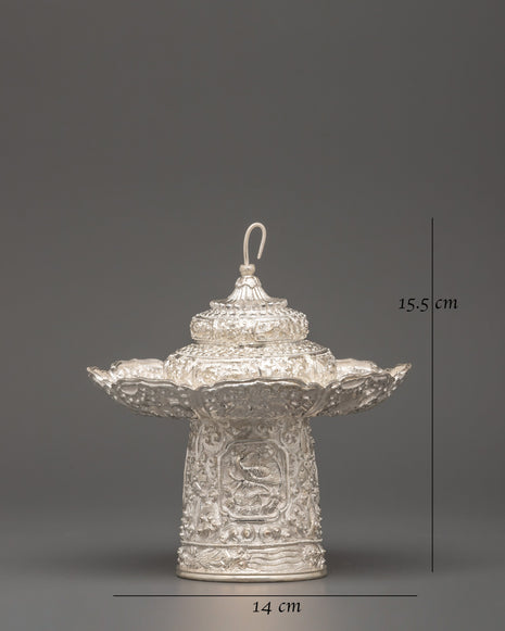 Tea Pot Buddhist Home Decor | Pure Silver Decorative Teapot