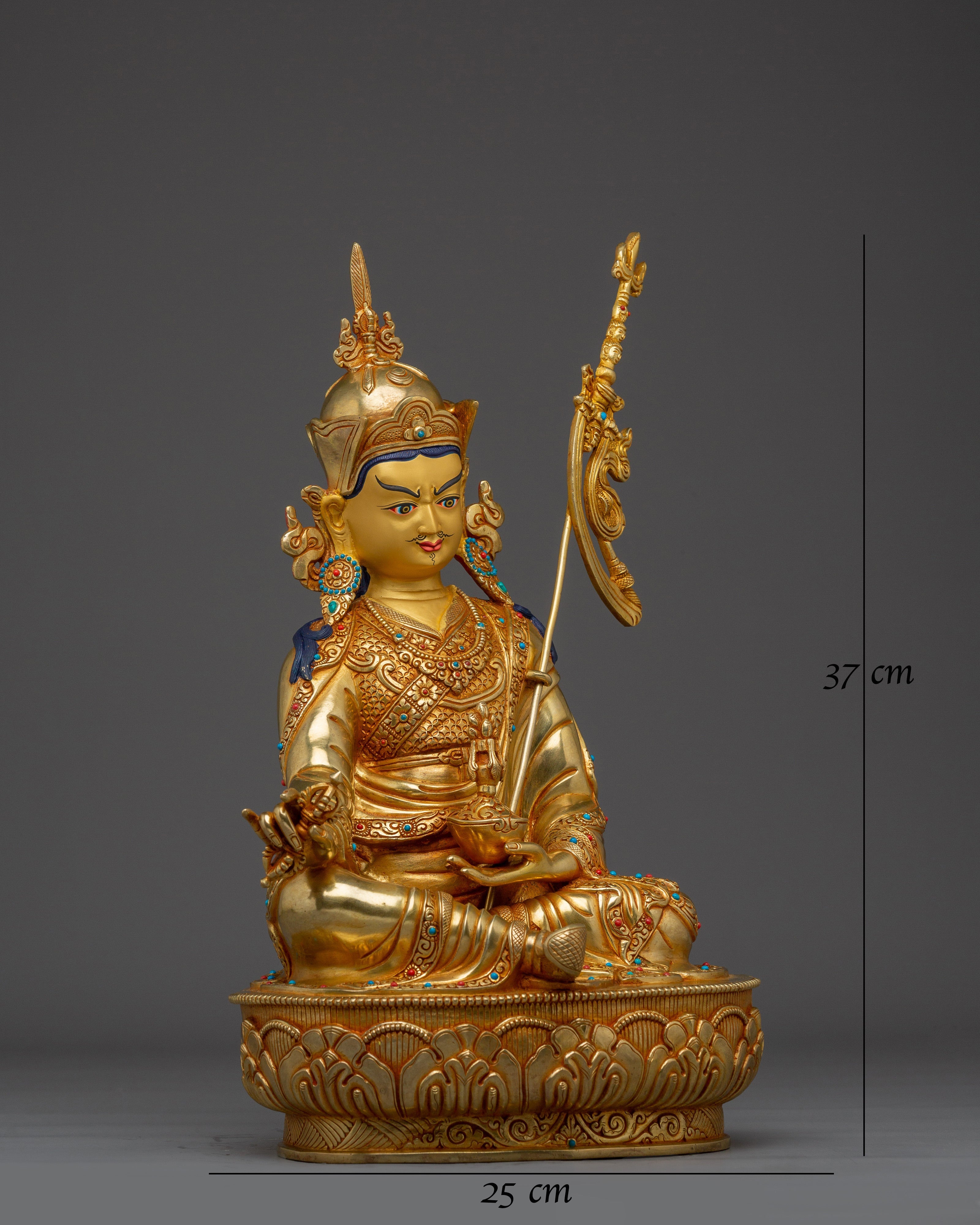 Guru Rinpoche Statue 24K Gold Gilded