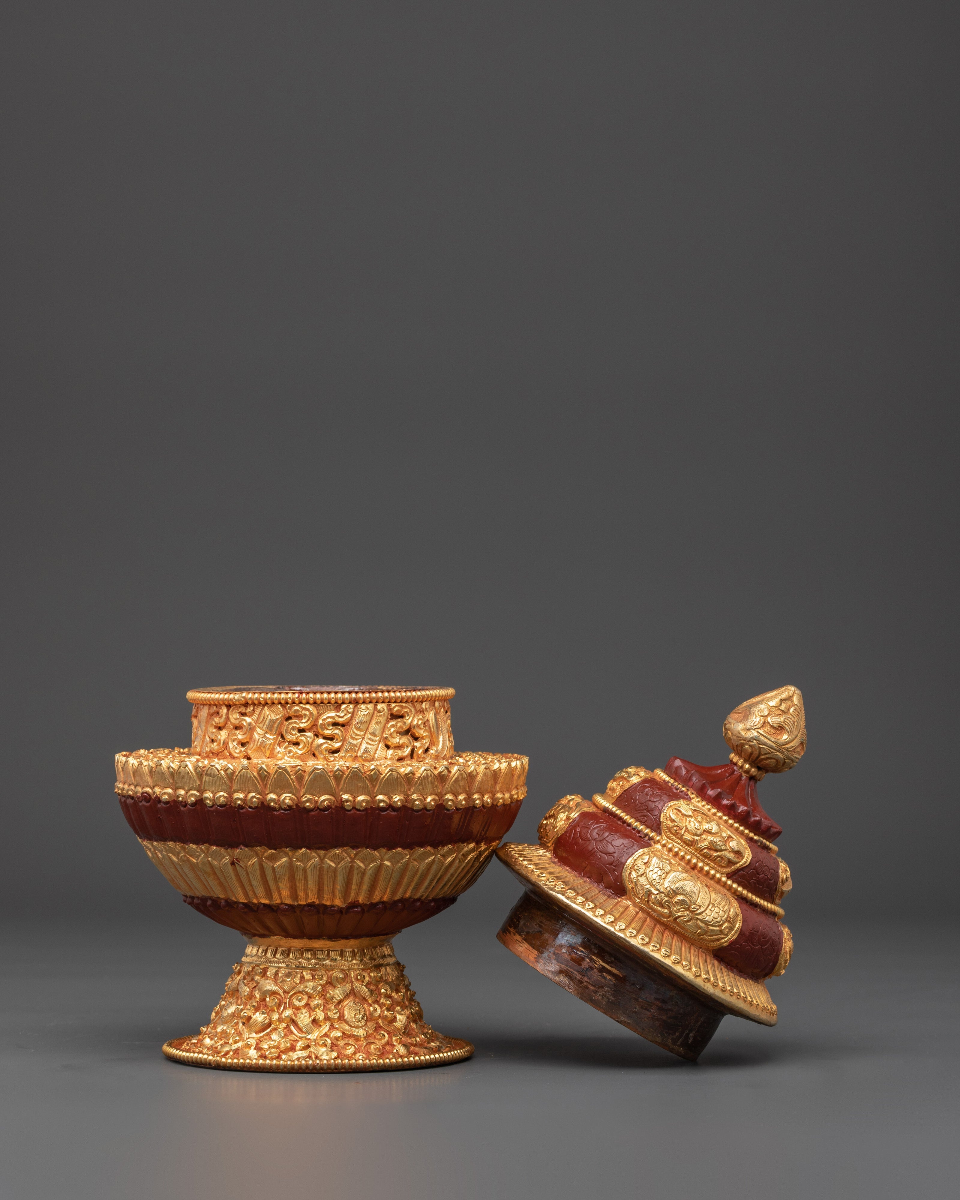 Handmade Tibetan Rice Offering Pot | Buddhist Ritual Vessel