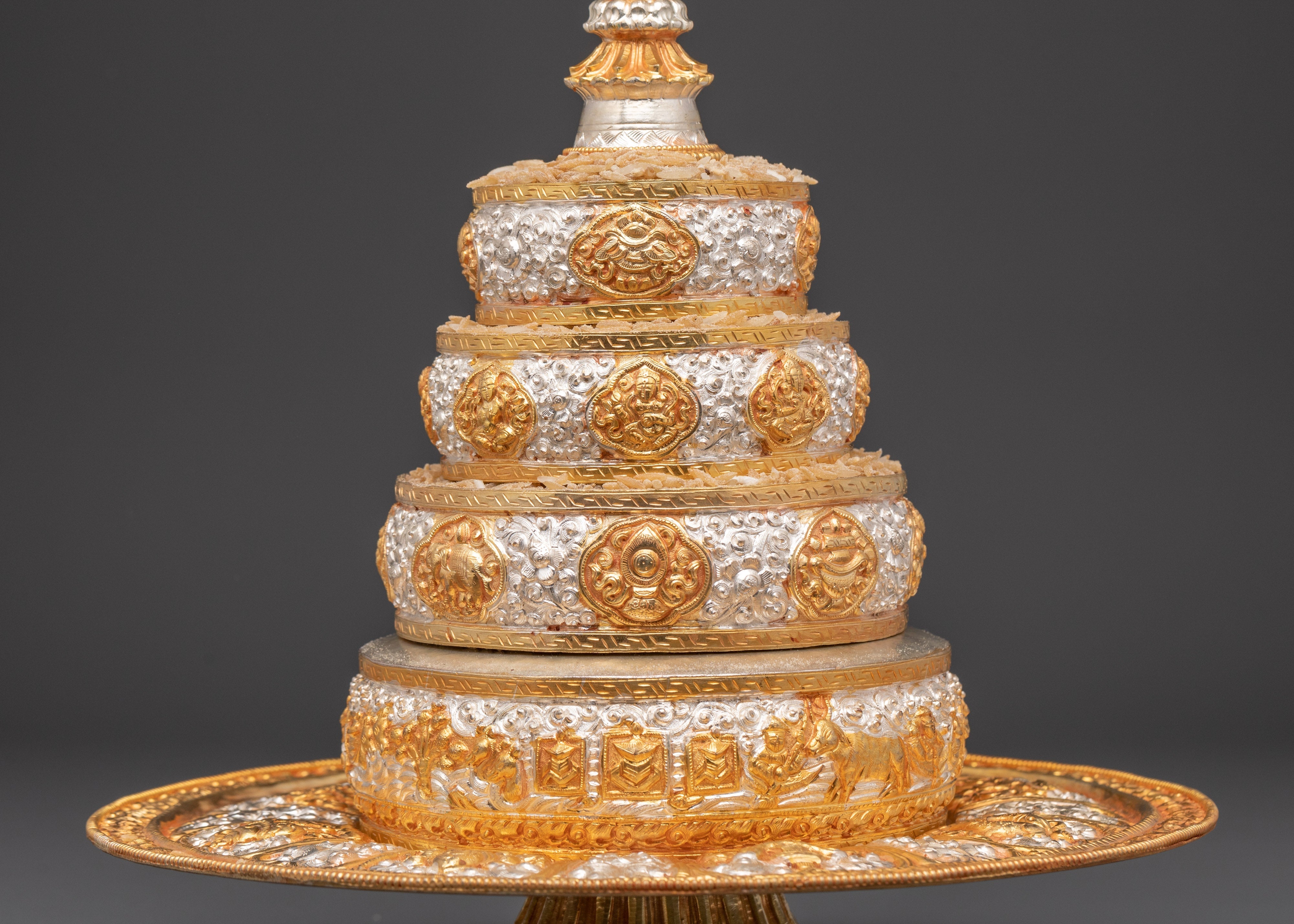 Exquisite Handcrafted Mandala Sculpture | Spiritual Gold & Silver Plated Decor