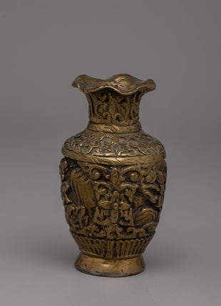 Handcarved  Tibetan Flower Vase | Artistic Decor Piece for Modern and Traditional Spaces