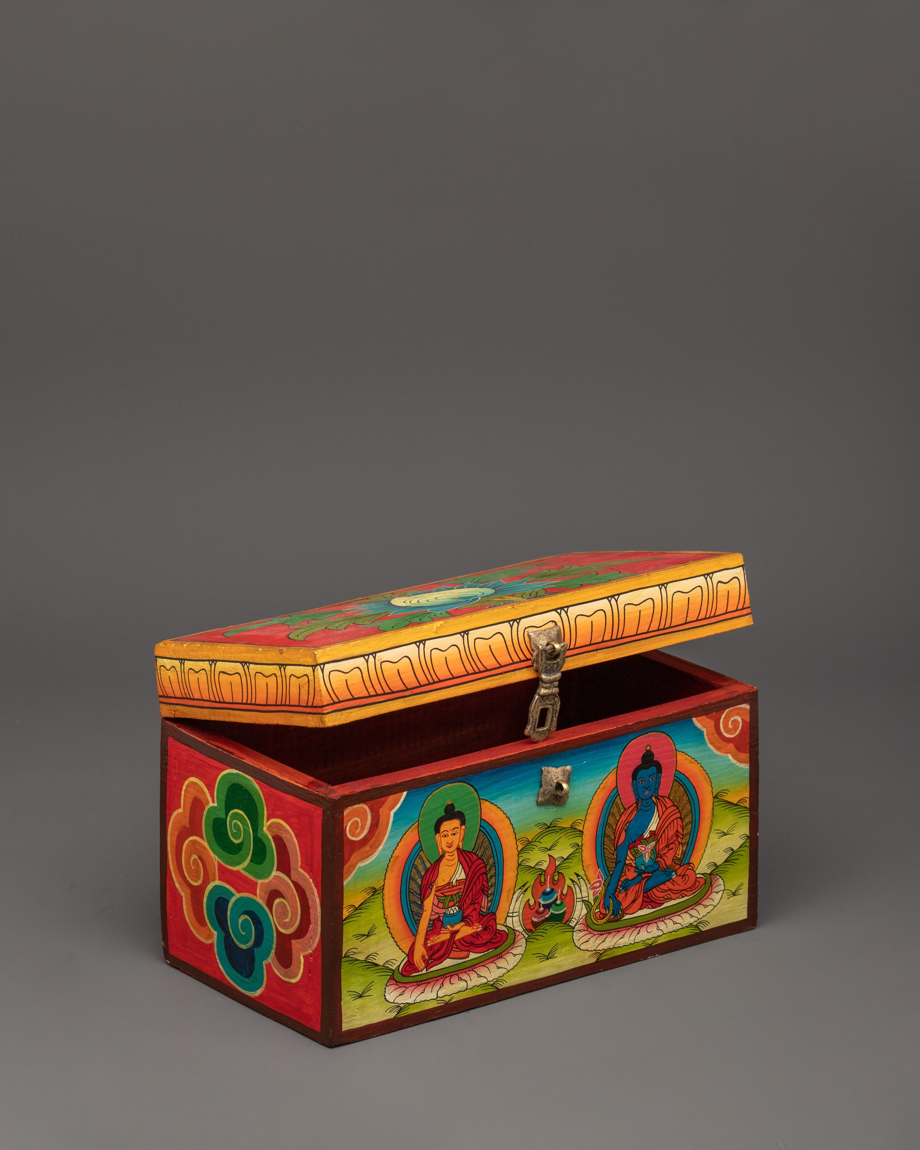 Tibetan Altar Wooden Box | Shakyamuni Buddha and Medicine Buddha