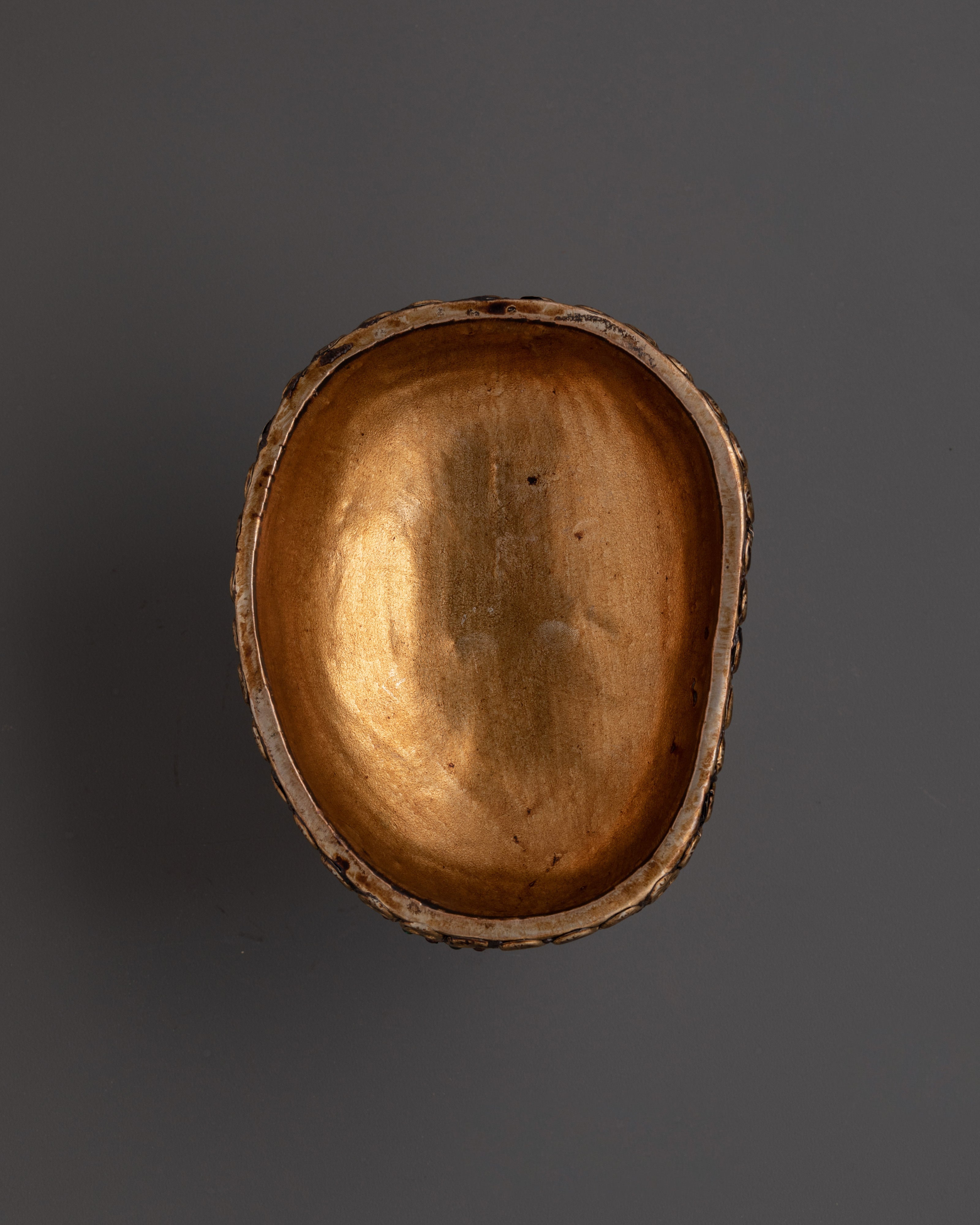 Copper Kapala with Brass Stand | Tibetan Ritual Skull Cup
