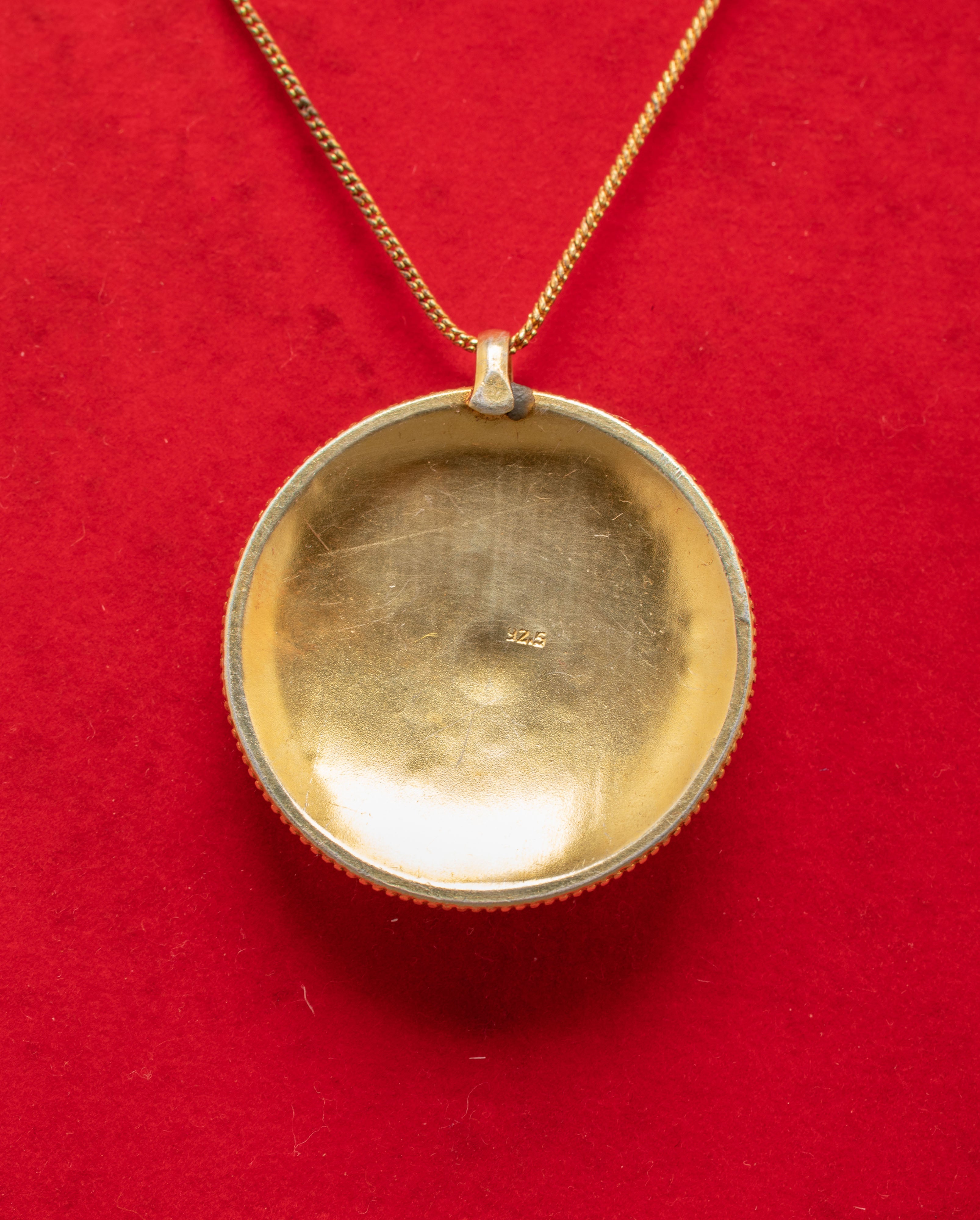 Tibetan Silver Locket with Coral | Gold Plated Jewelry