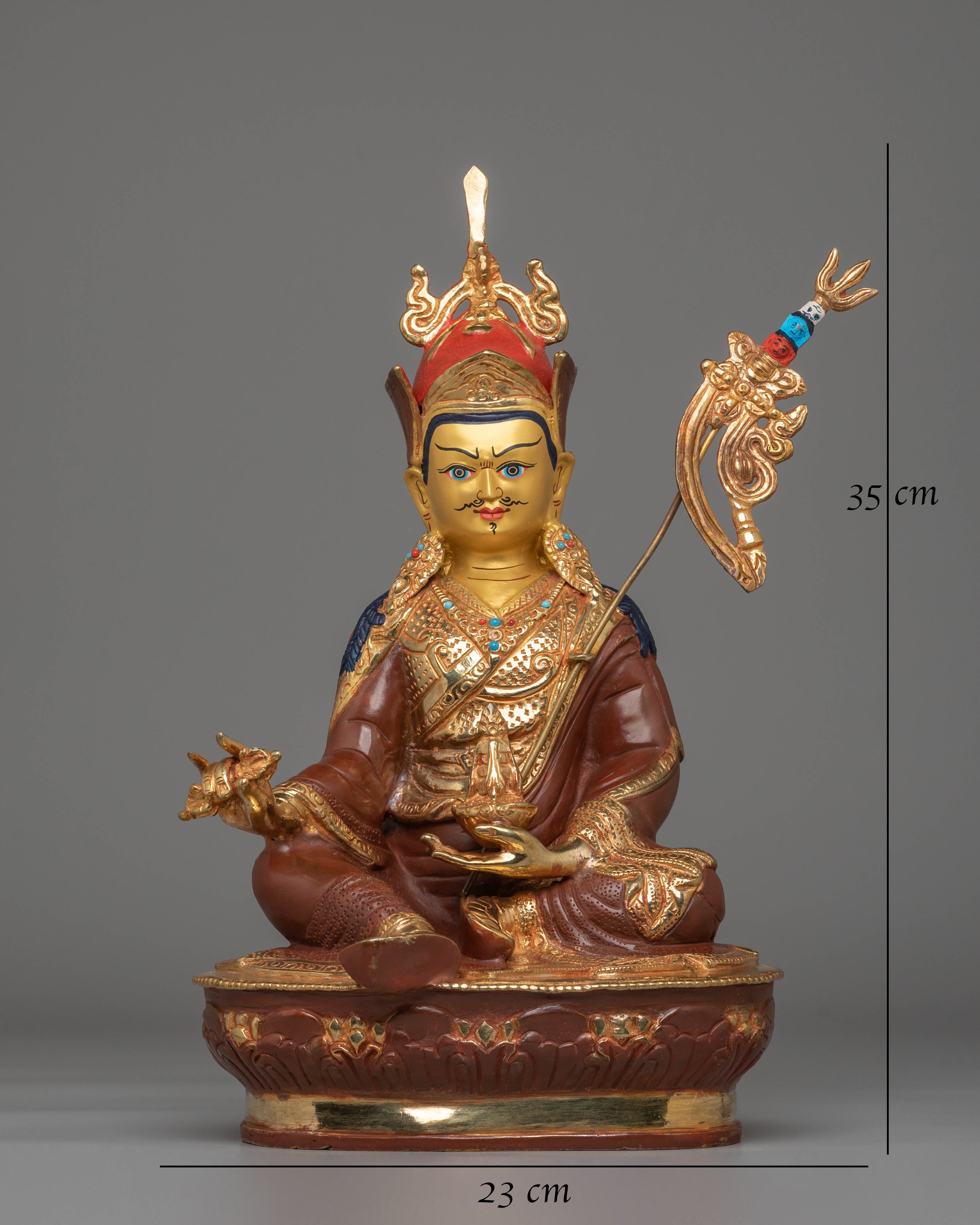 24k Gold Glided Guru Rinpoche Statue | Spiritual Statue for Altar