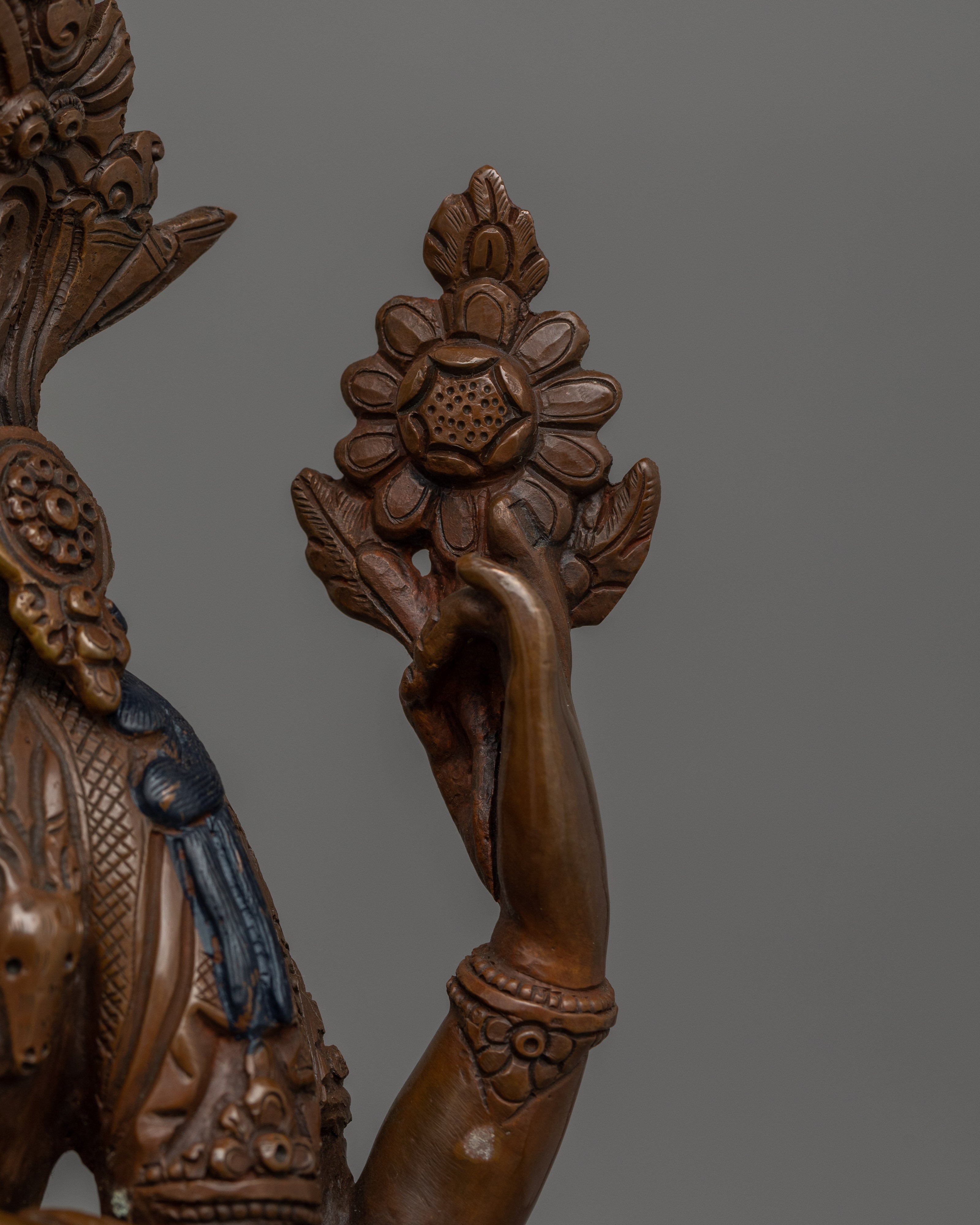 Handmade Oxidized Body Chenrezig Statue | Avalokitesvara Sacred Altar Decor