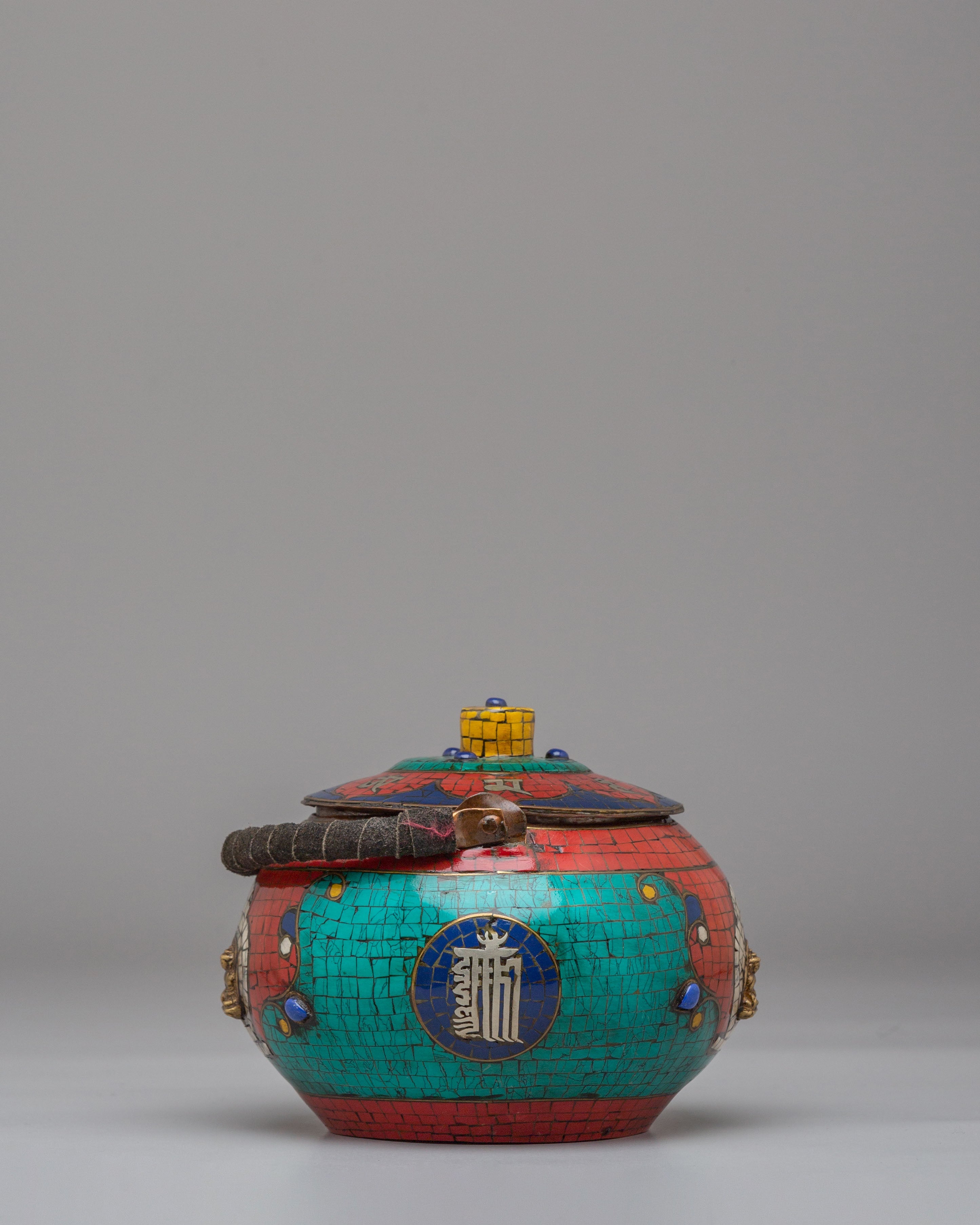 Gemstone Inlay Tea Pot | Traditional Himalayan Craftsmanship