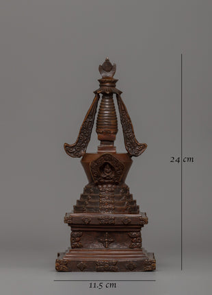 24cm Chorten Tibetan Stupa Artwork | Handcrafted Religious Craftsmanship