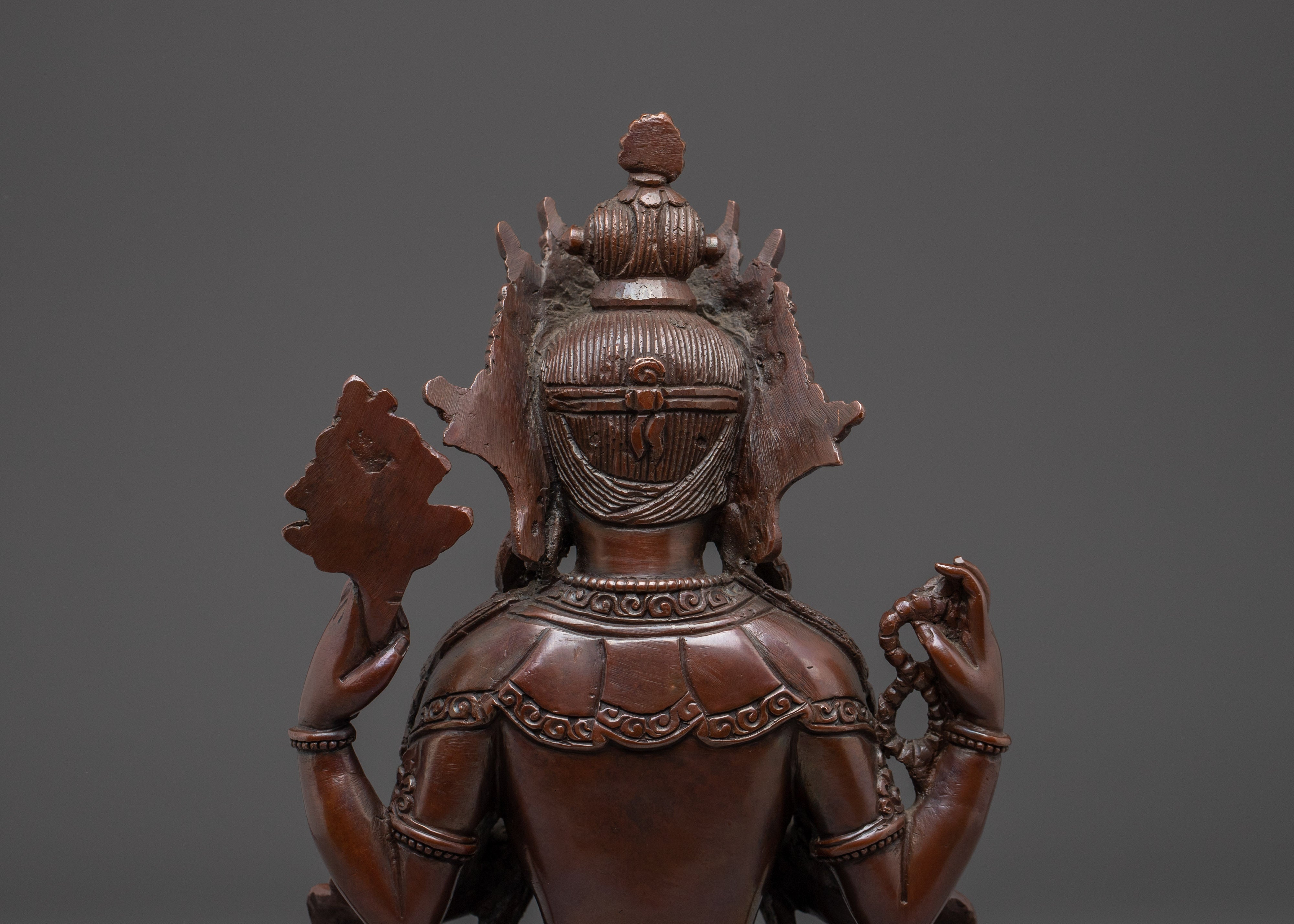 Chenrezig Oxidized Copper Artwork | Meditation and Spiritual Decor
