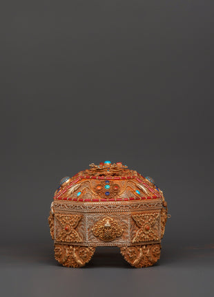 Tibetan Treasure Box with Coral | Sacred Stones & Buddhist Symbolism