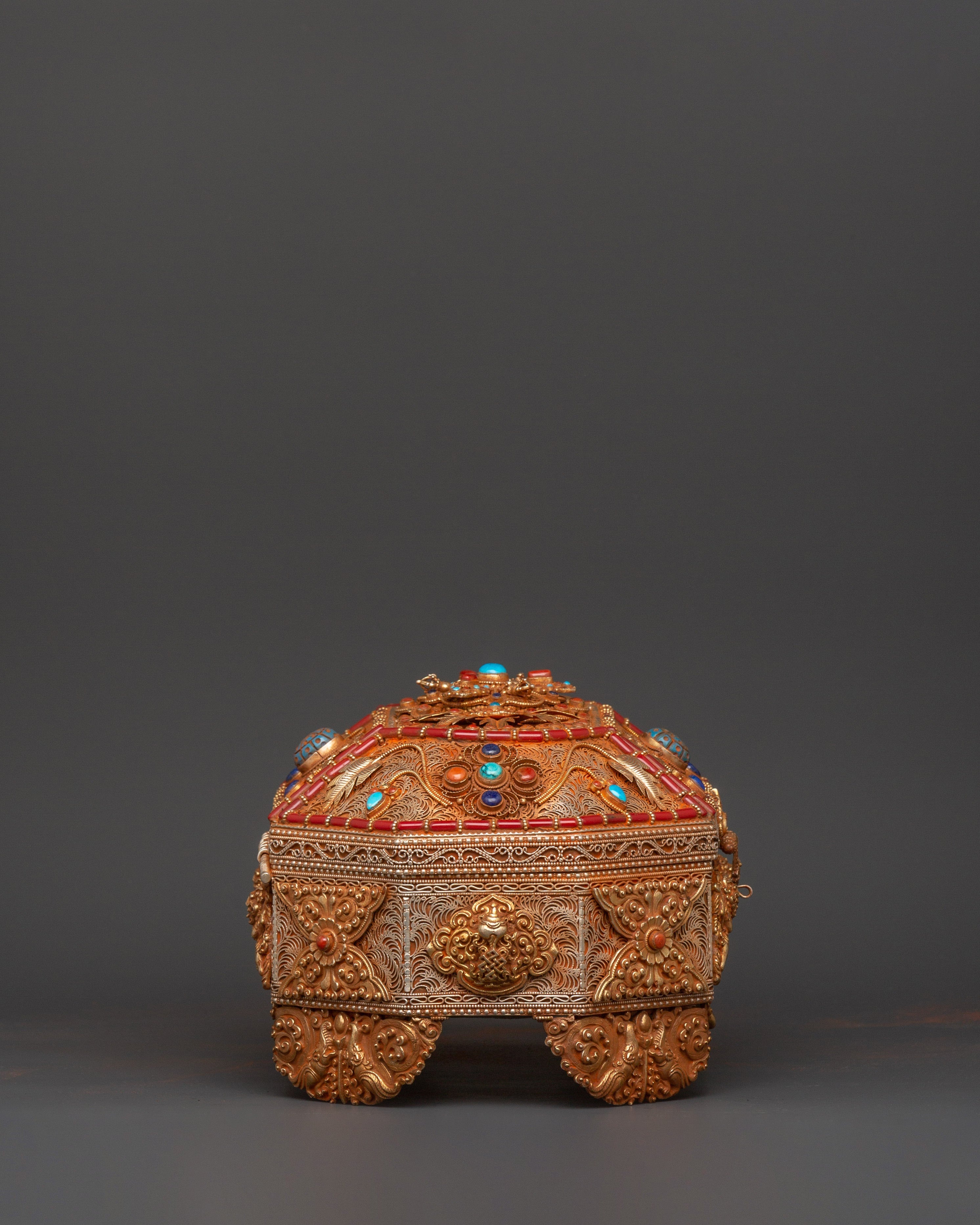 Tibetan Treasure Box with Coral | Sacred Stones & Buddhist Symbolism