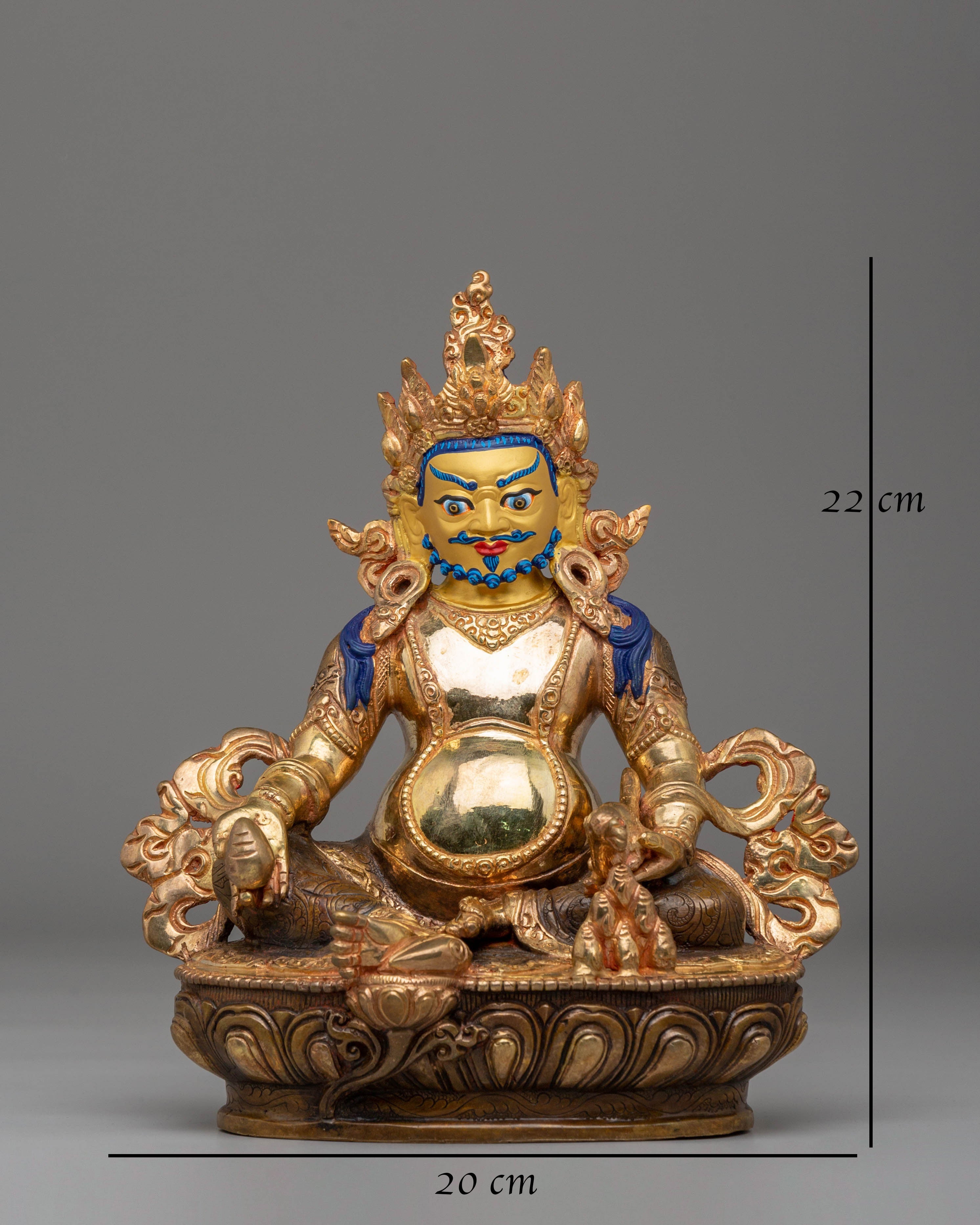 Dzambhala Handcrafted Sculpture | Gold Plated Prosperity Deity Statue