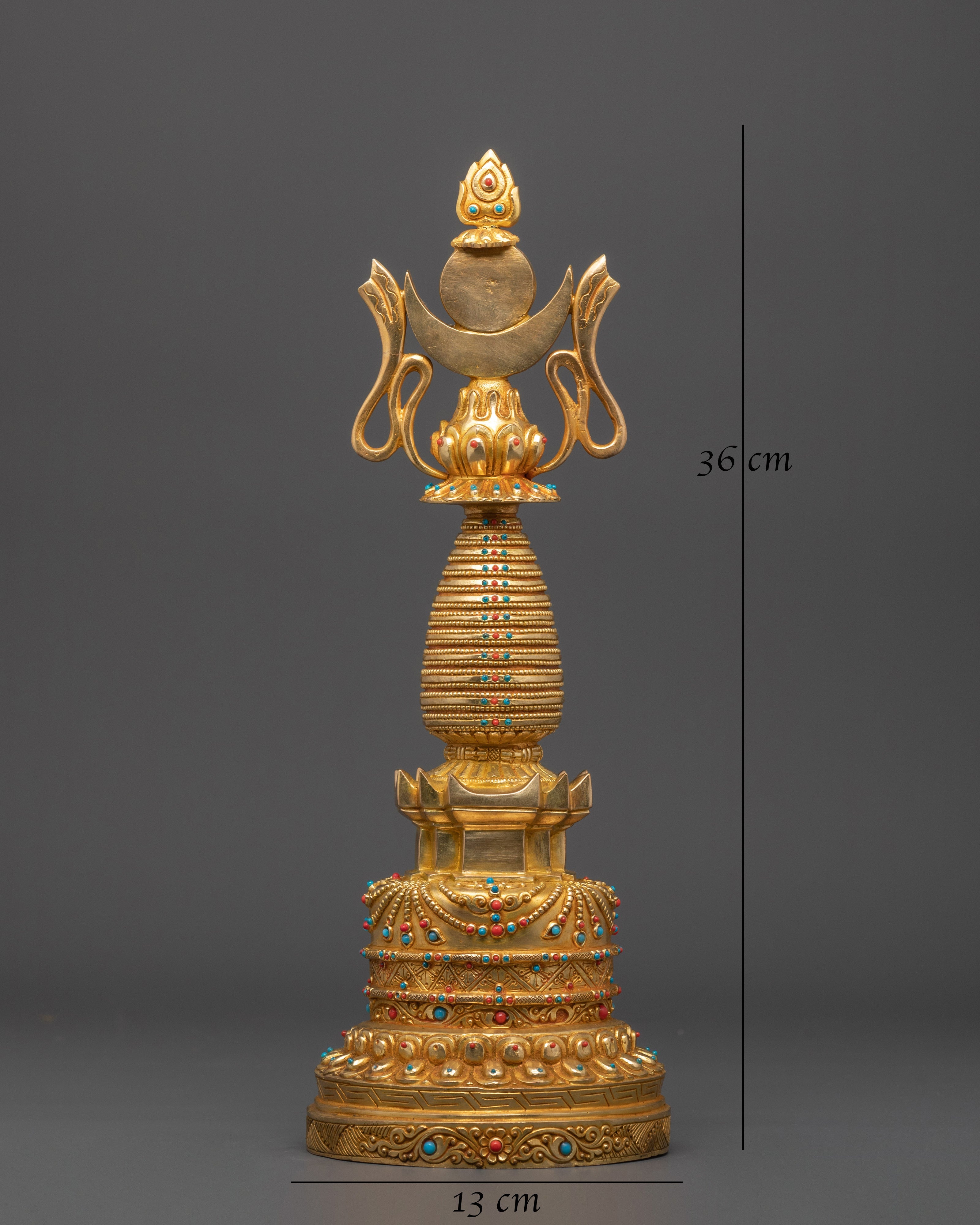 Sacred Buddhist Copper Stupa | Spiritual Figure for Altars and Blessings