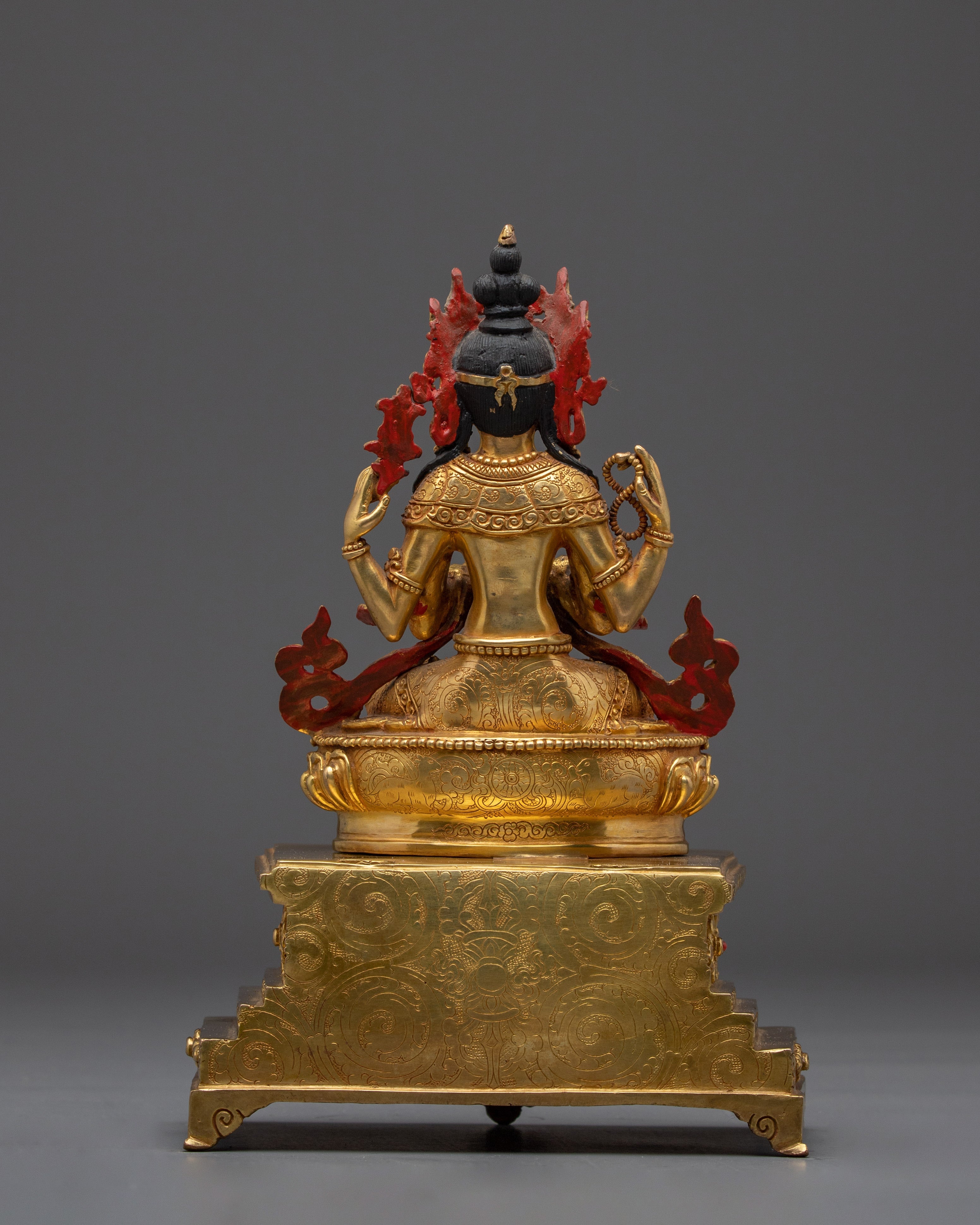 Chenrezig with Throne Statue | Bodhisattva of Compassion