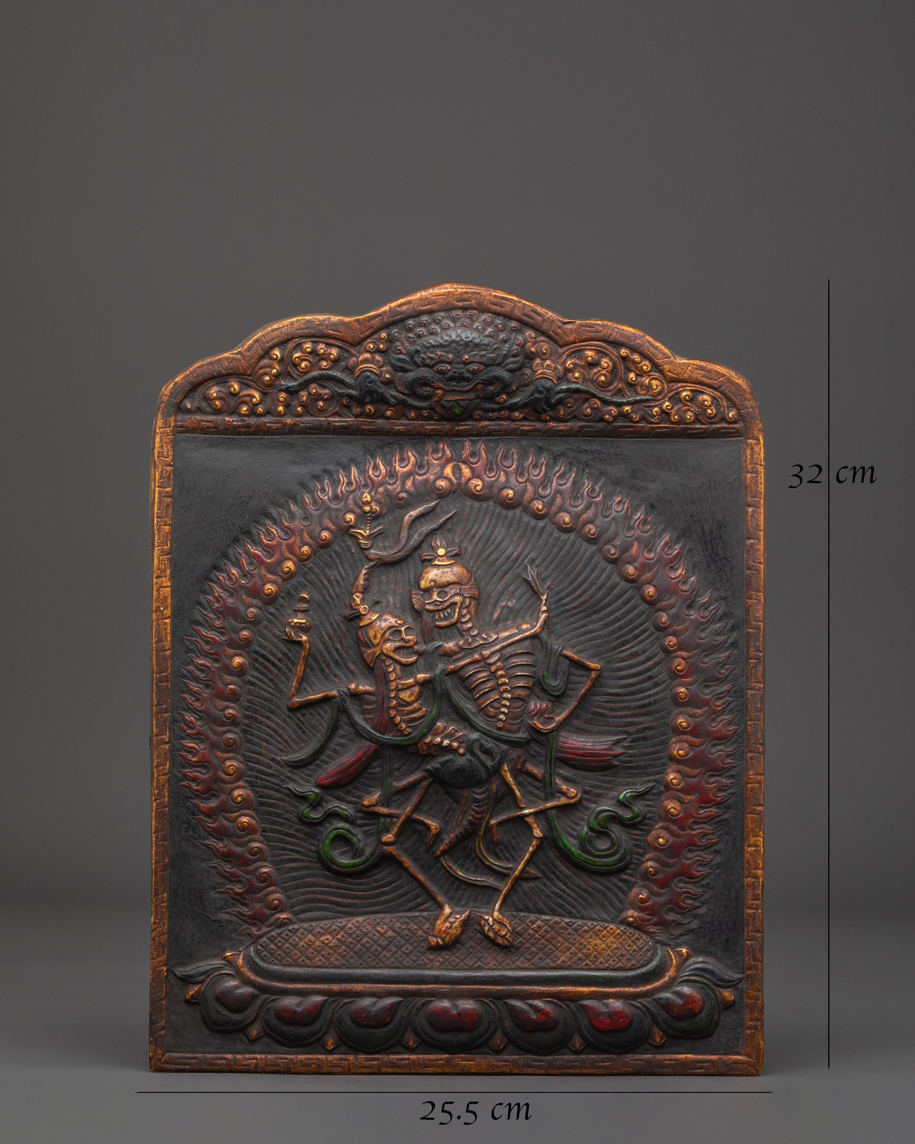 Handmade Copper Chitipati Wall Hanging | Tibetan Skeleton Deity Art