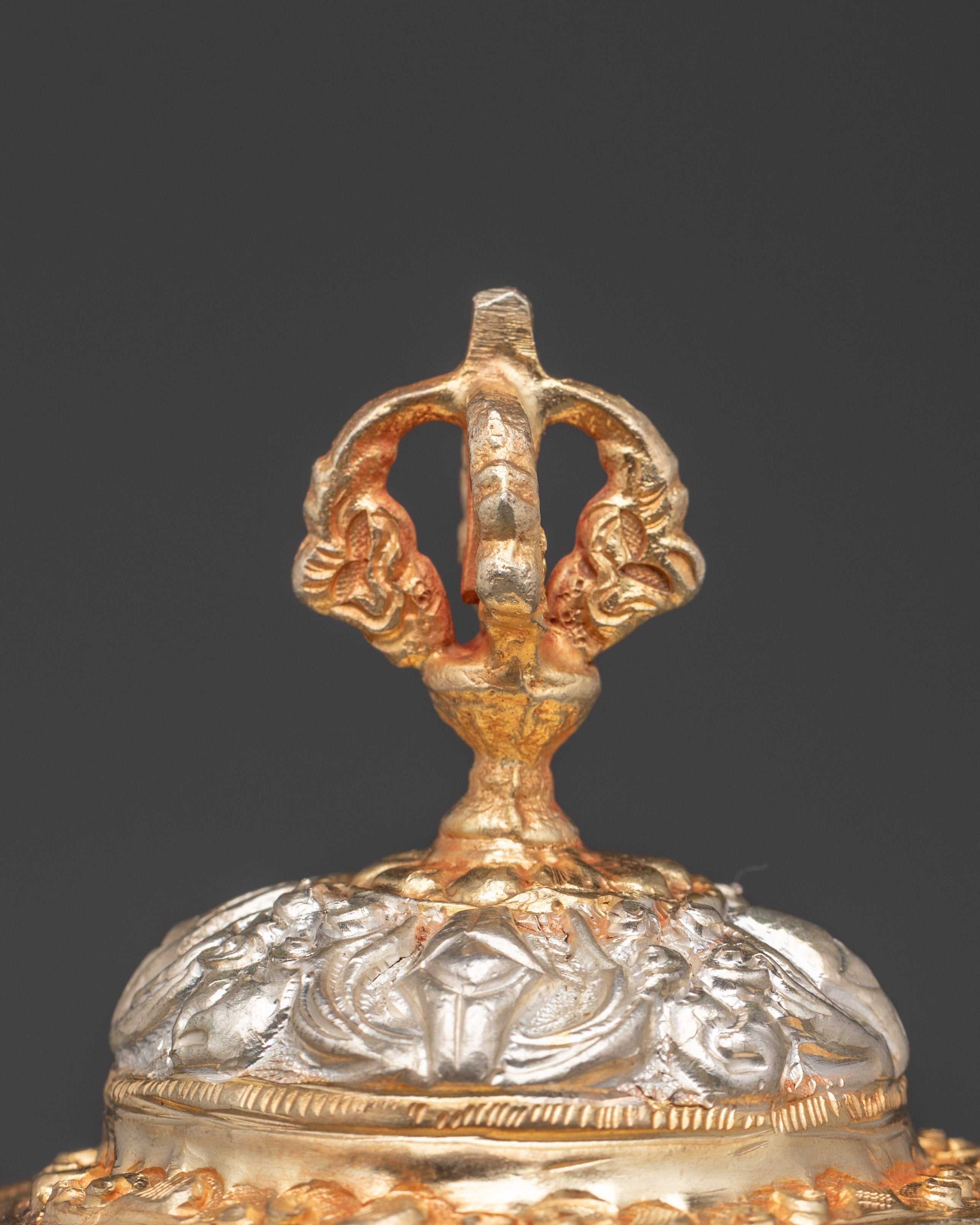 Handcrafted Tibetan Buddhist Rice Pot | Copper & Gold Plated Ritual Vessel