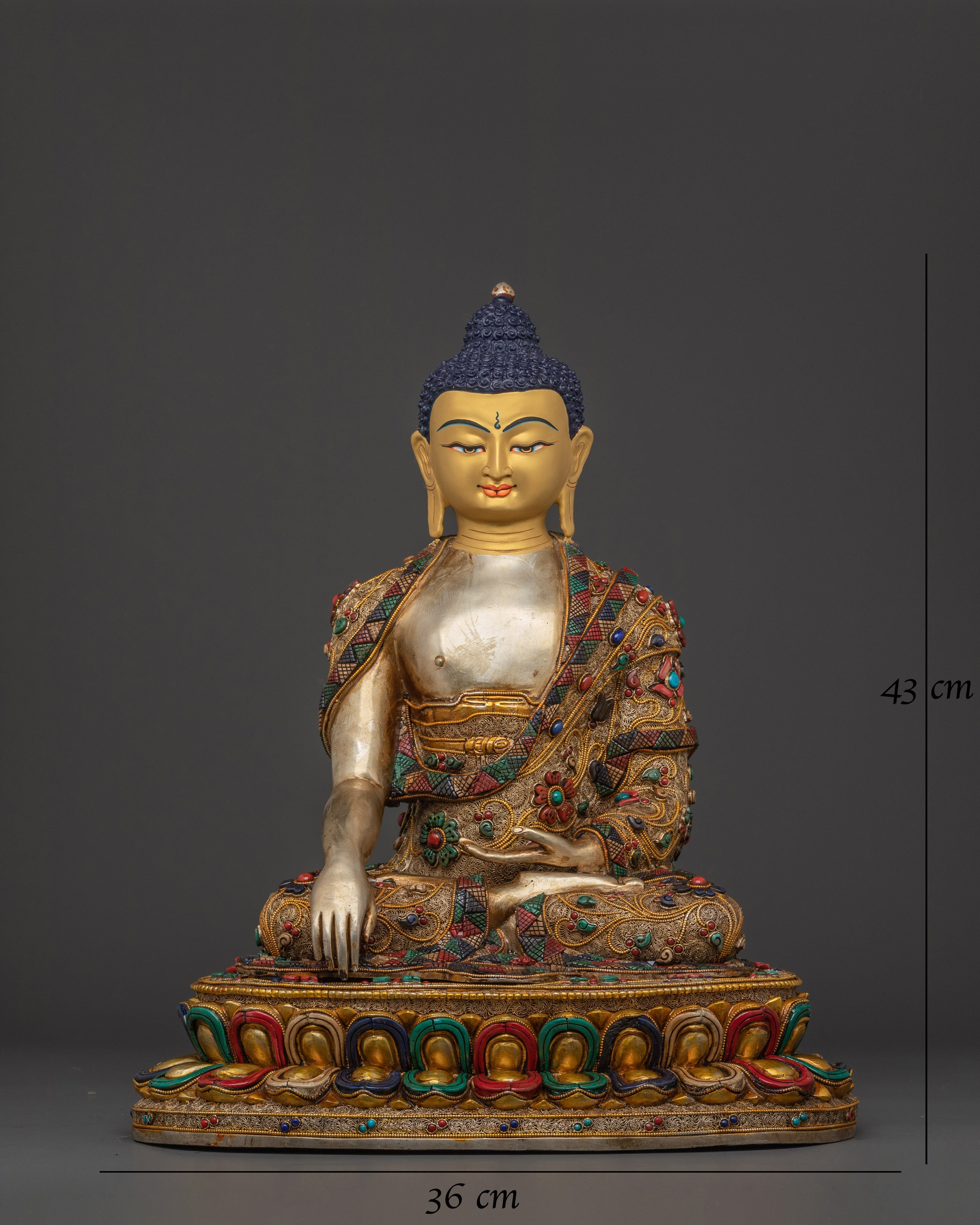 Shakyamuni Buddha Handcrafted Statue | Gold-Plated Tibetan Sacred Art