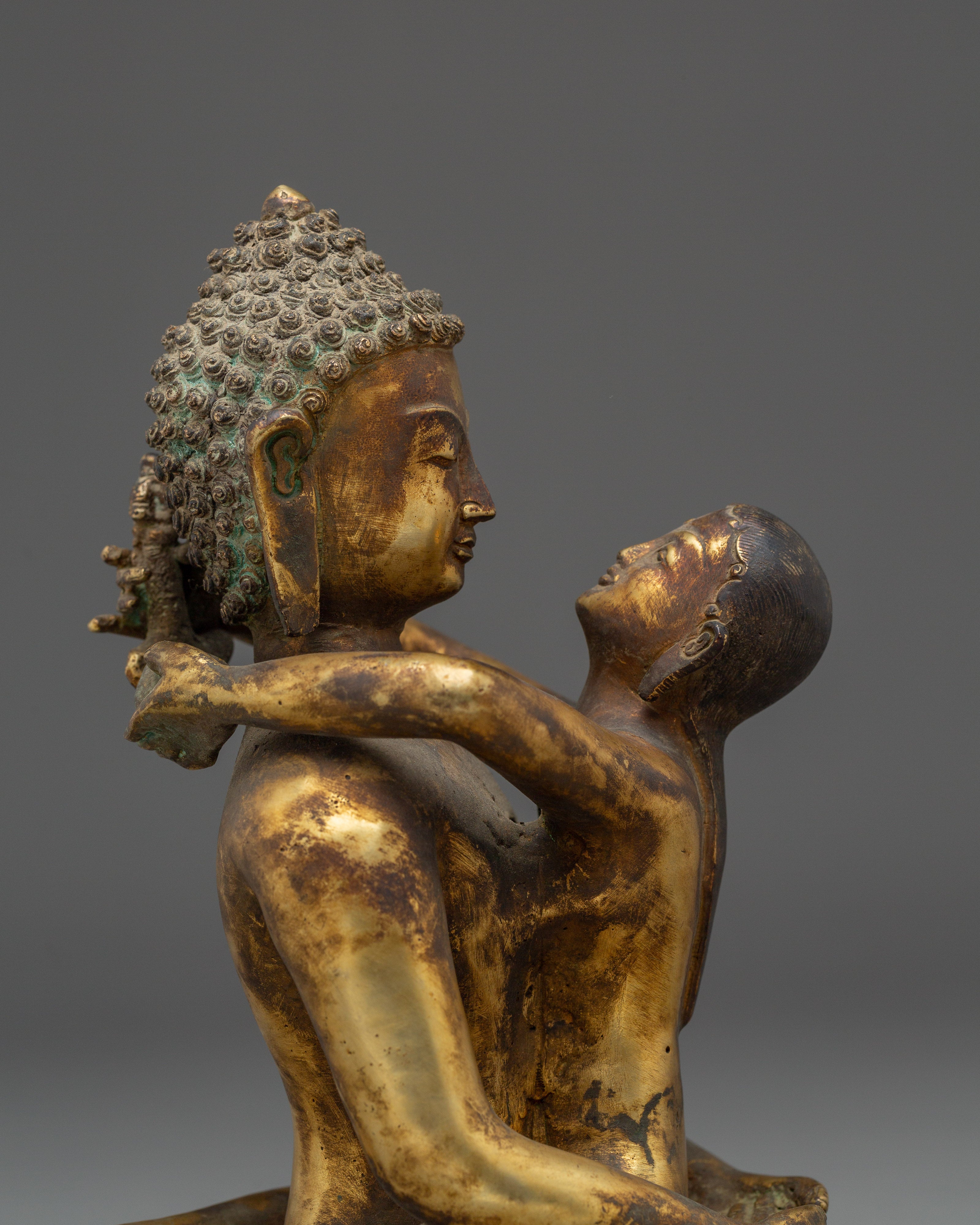 Samantabhadra Copper and Gold Plated Statue | Tibetan Yab Yum Artwork