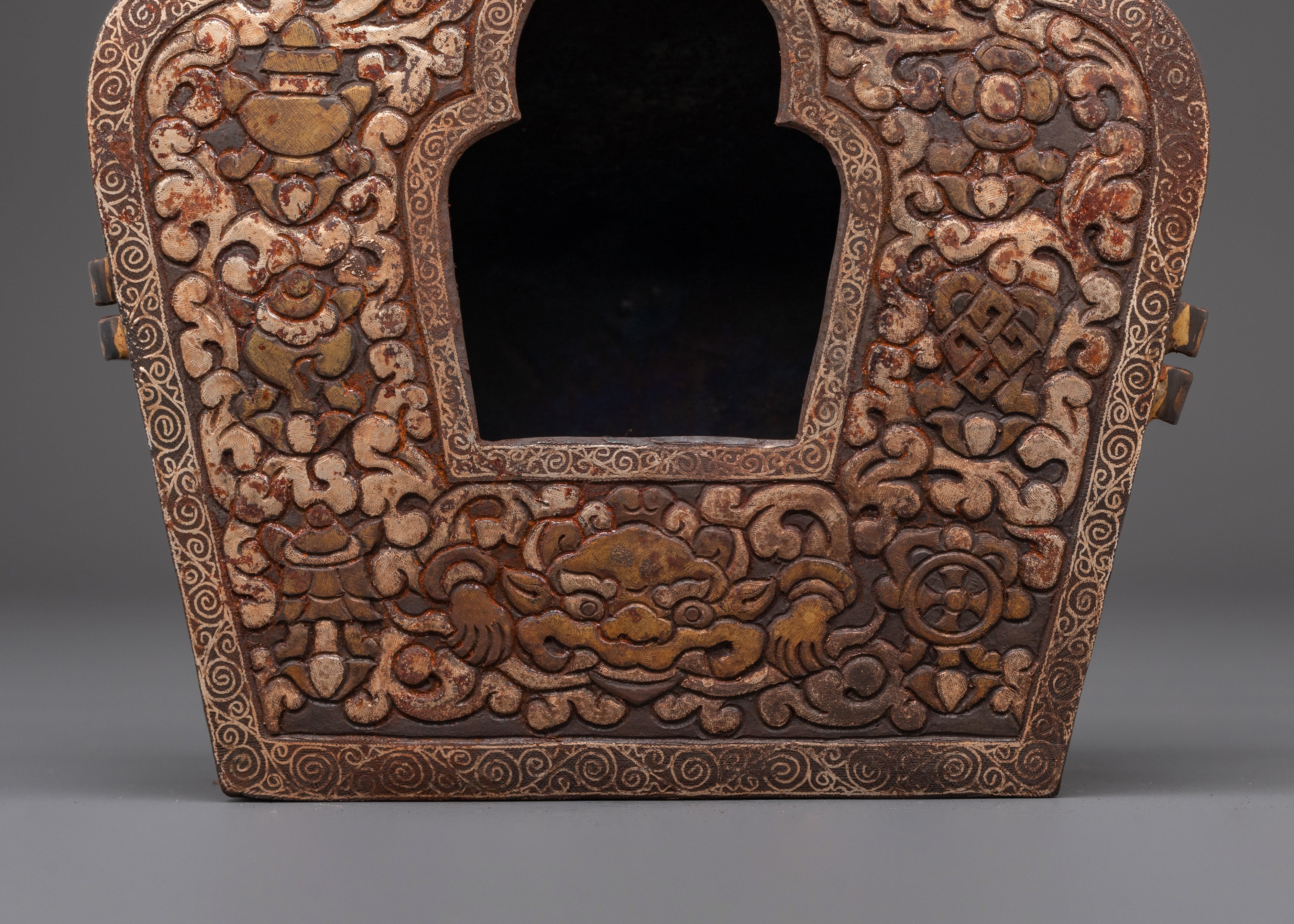 Tibetan Brass Ghau Box | Handcrafted Prayer Box