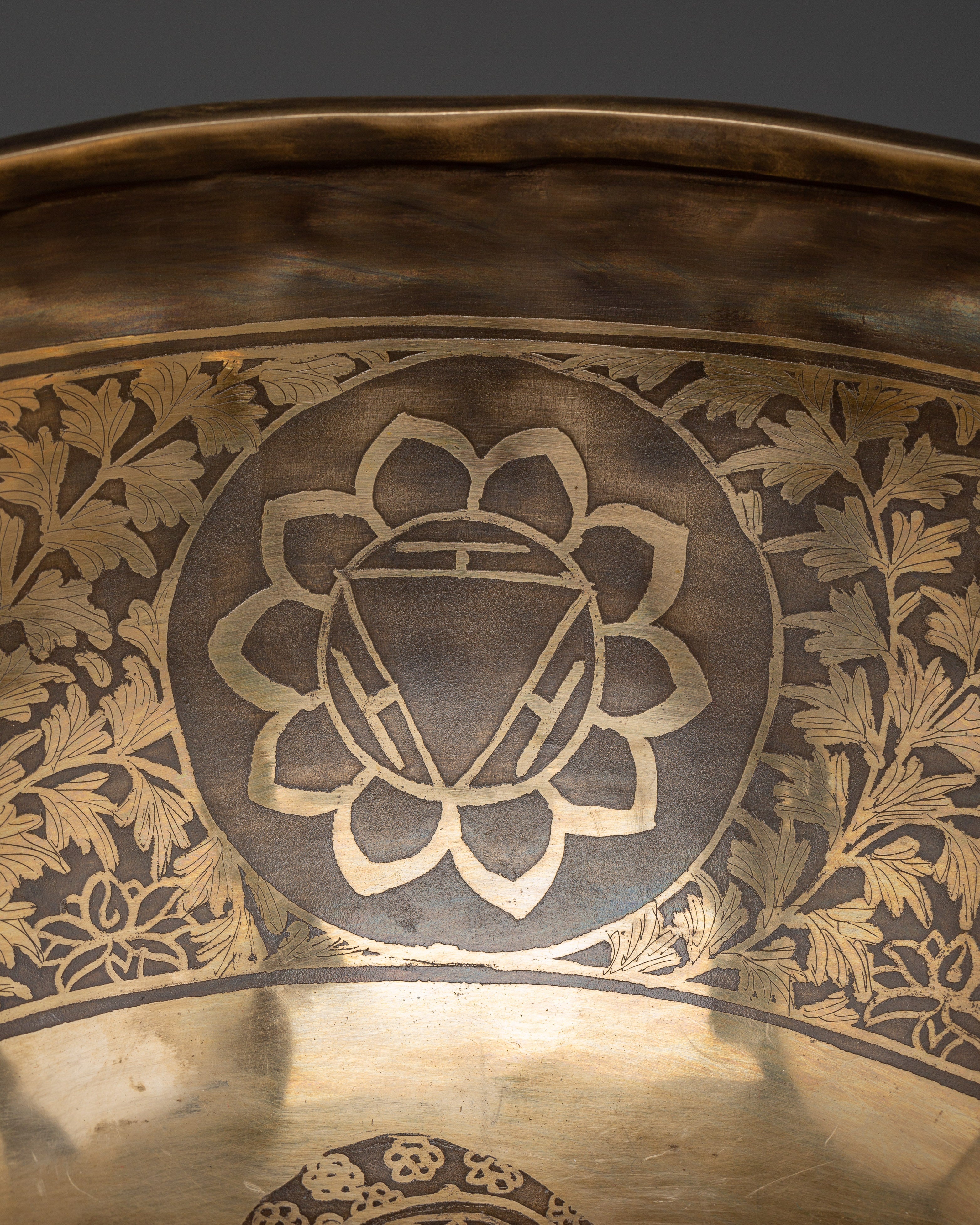 Handcrafted Brass Tibetan Singing Bowl | Sacred Flower of Life Design