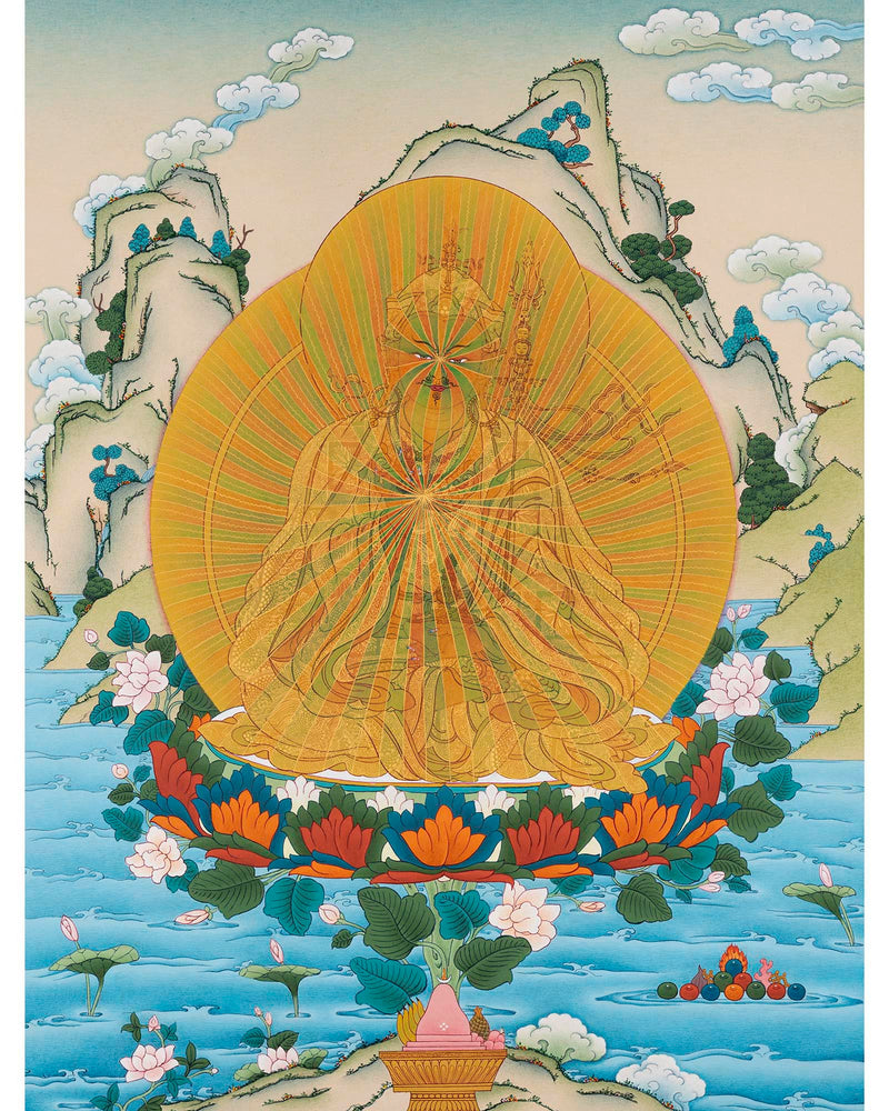 Guru Rinpoche (Padmasambhava)  | Guru Rainbow Body | Tibetan Buddhist Thangka
