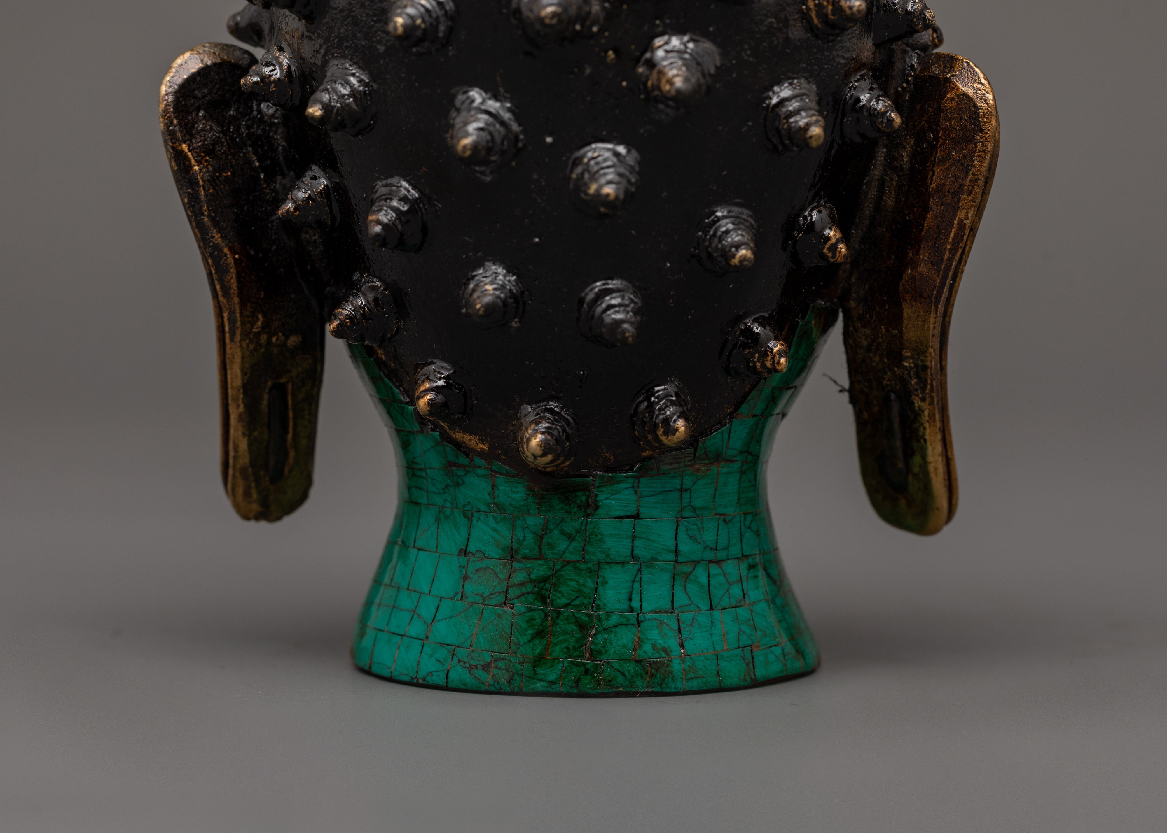 Buddha Head Brass Sculpture | Spiritual Home Art