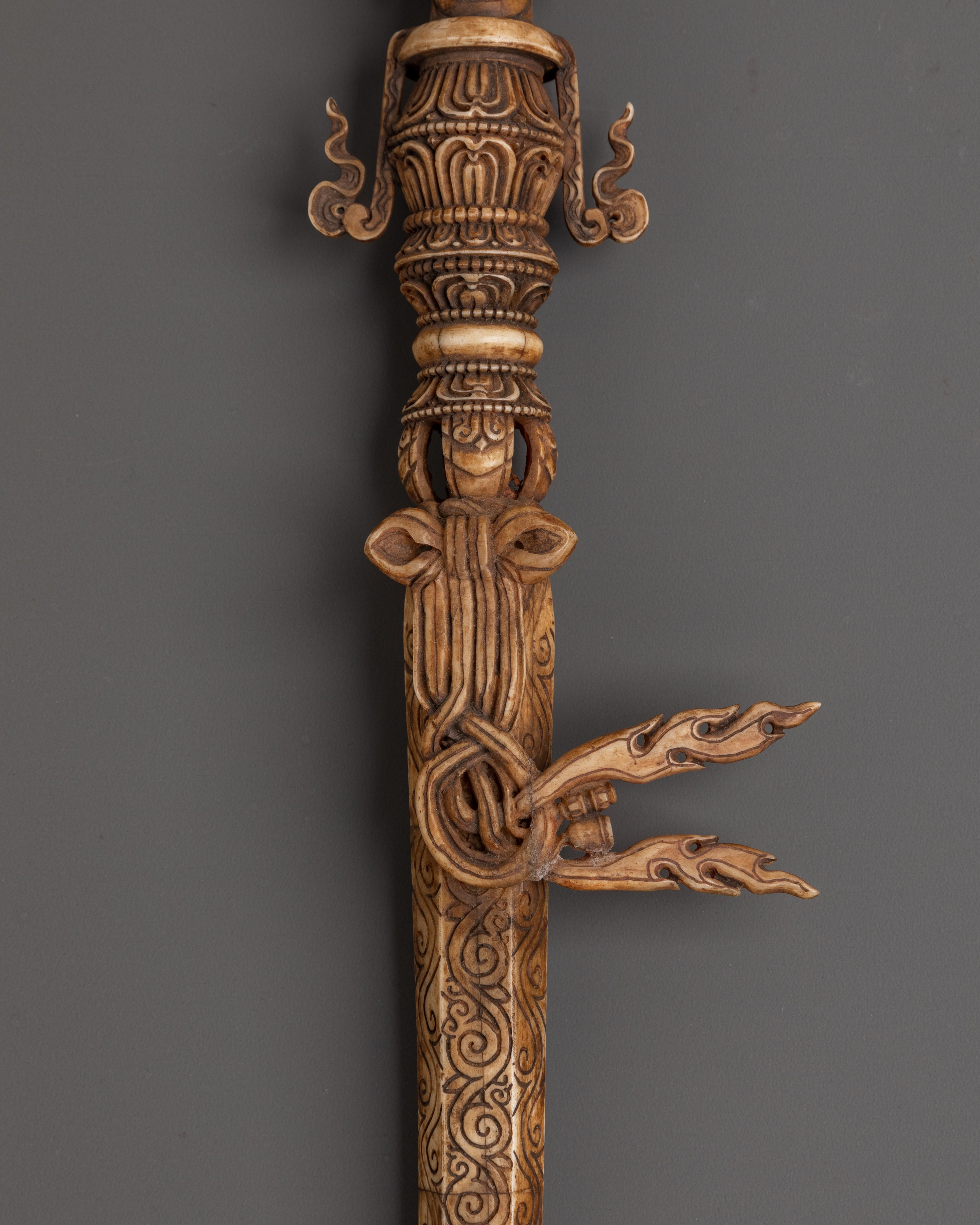 Hand-Carved Yak Bone Phurba Dagger | Ritual Tool for Meditation and Spiritual