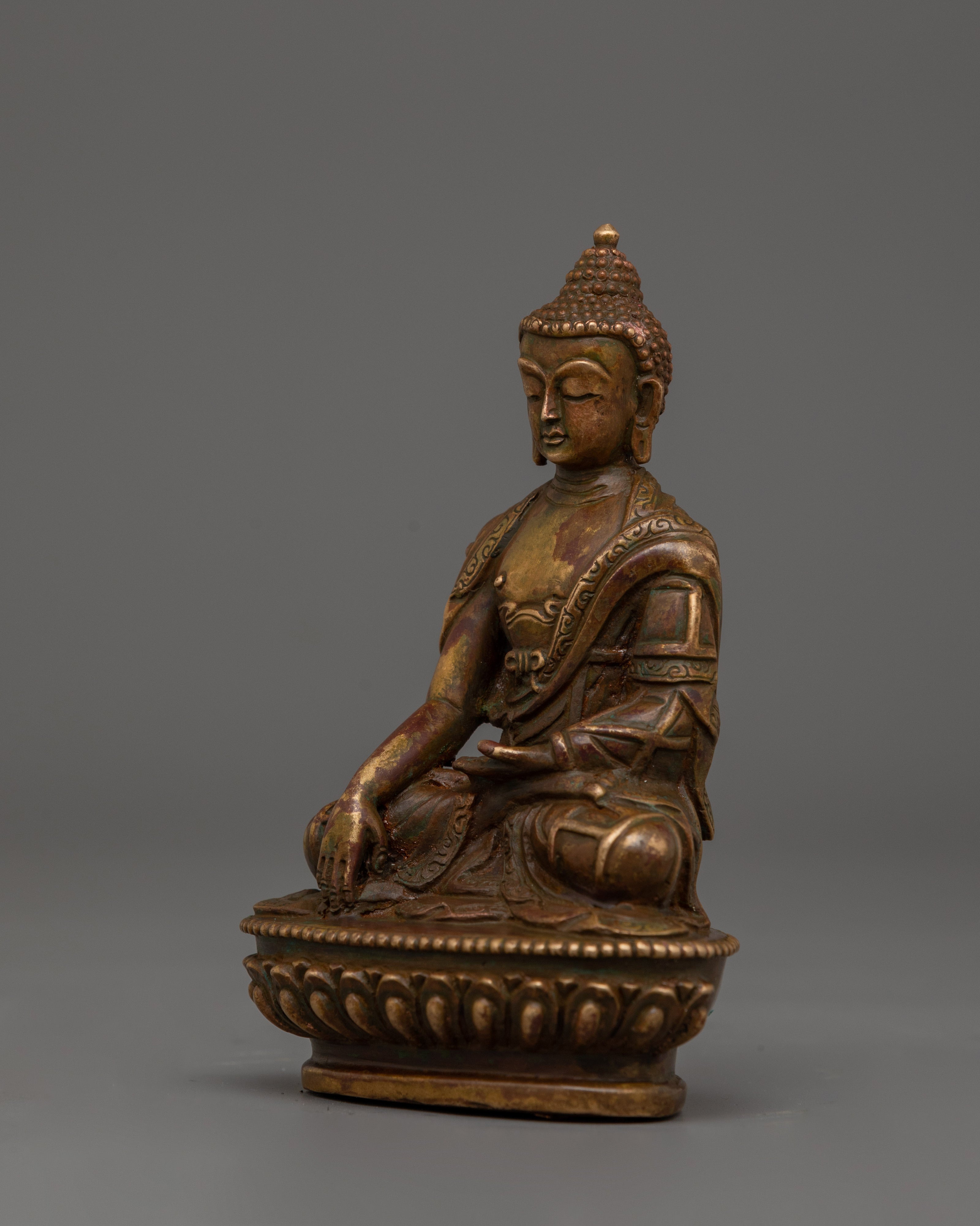 4.1 Inches Shakyamuni Buddha Statue | Oxidized Copper Shakyamuni Buddha