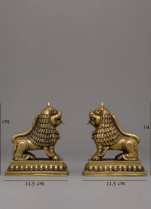 Pair of Guardian Lion Statue | Sacred Pair for Protection and Positive Energy
