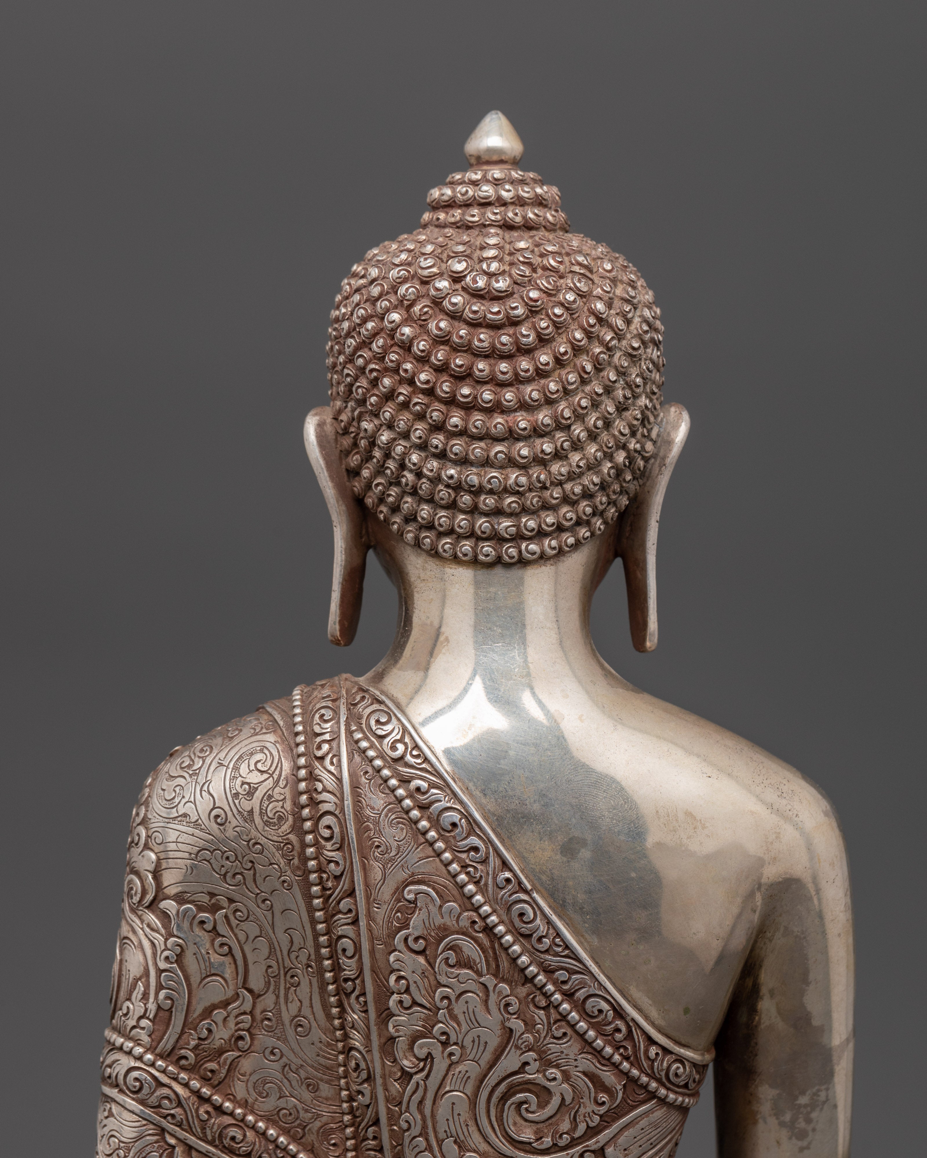 Pure Silver Shakyamuni Buddha Statue | Handcrafted Spiritual Decor