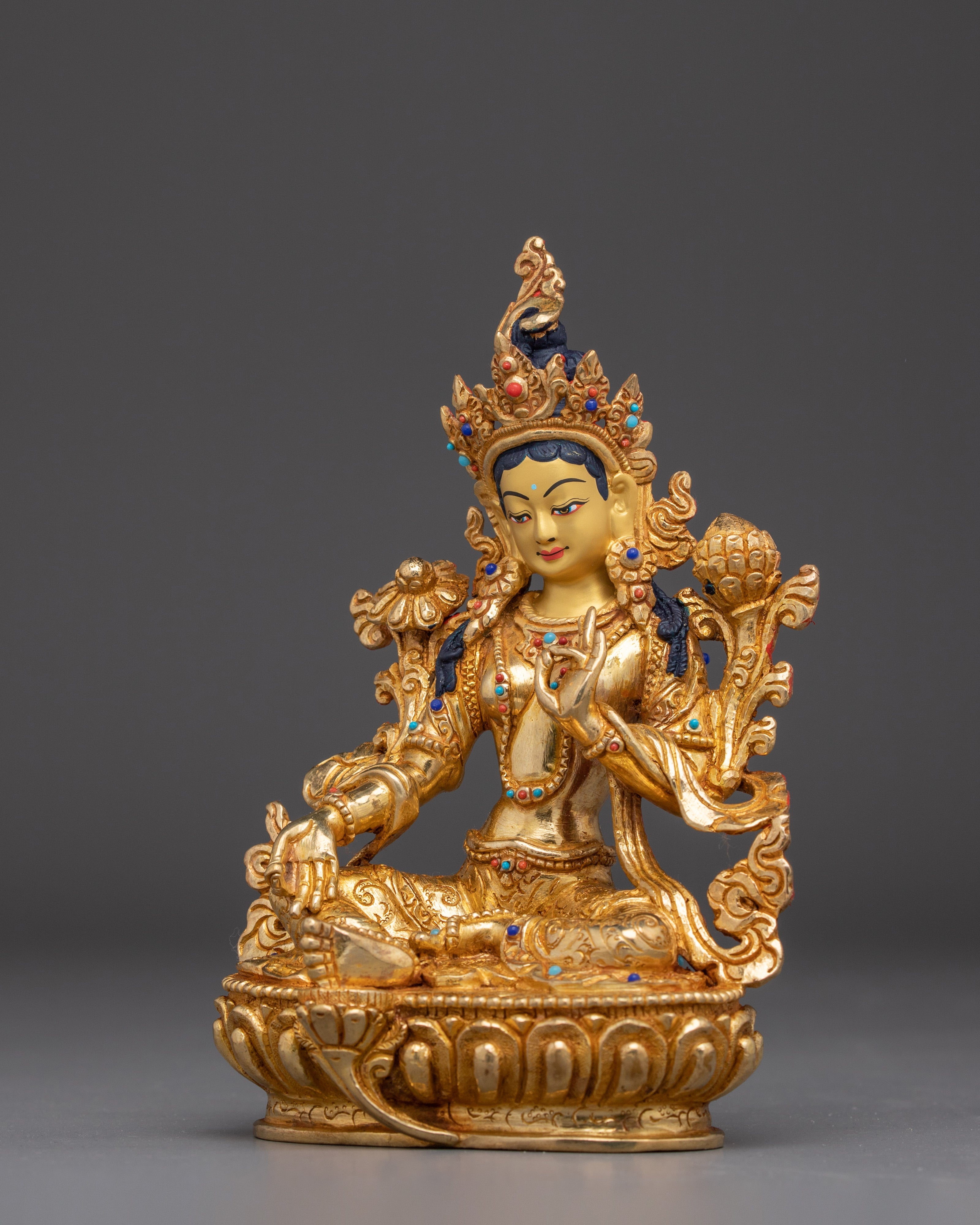 Green Tara the Goddess of Compassion and Protection Statue for Dharma Decor